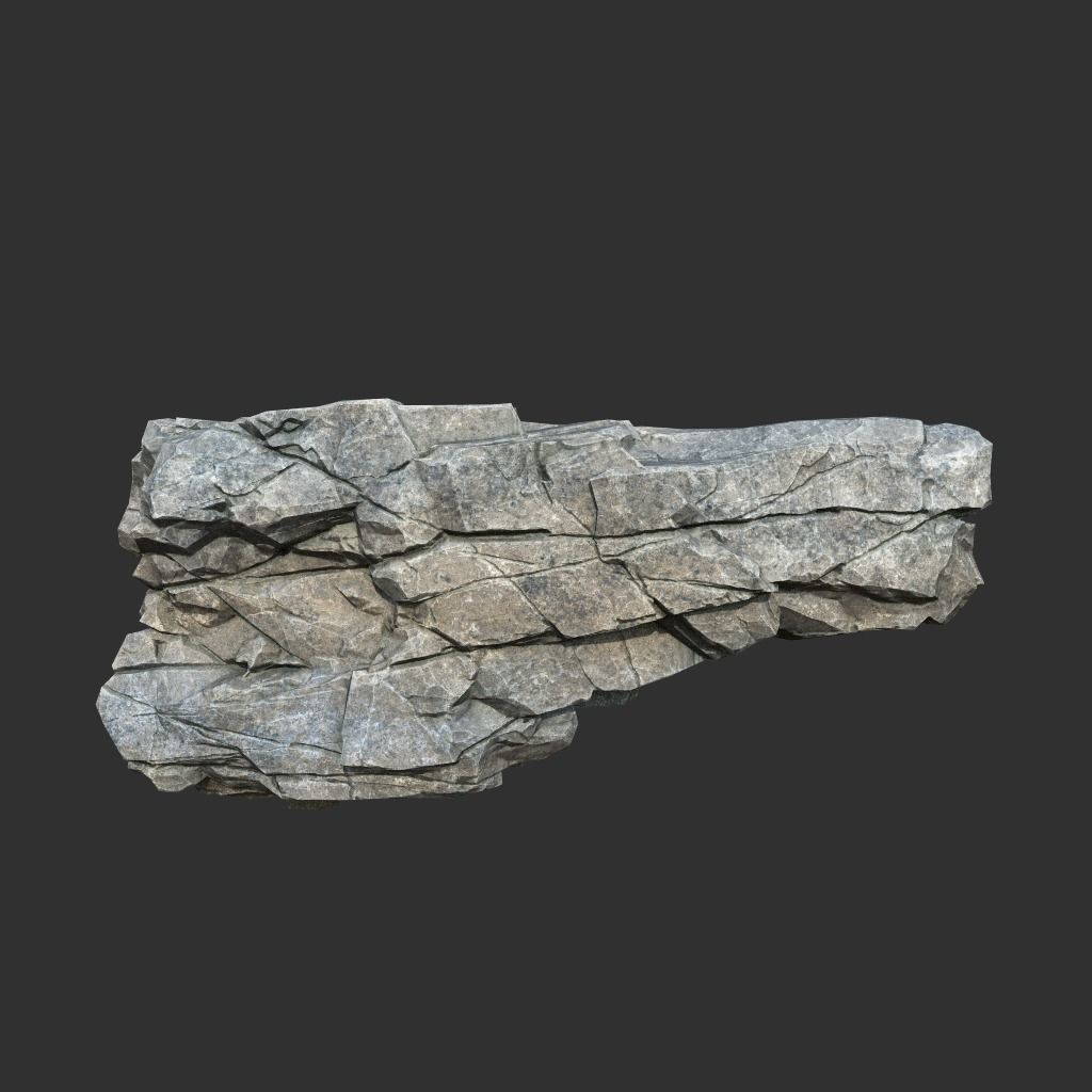 Low poly Gray Cliff Modular Rock 211219 Low-poly 3D model_13