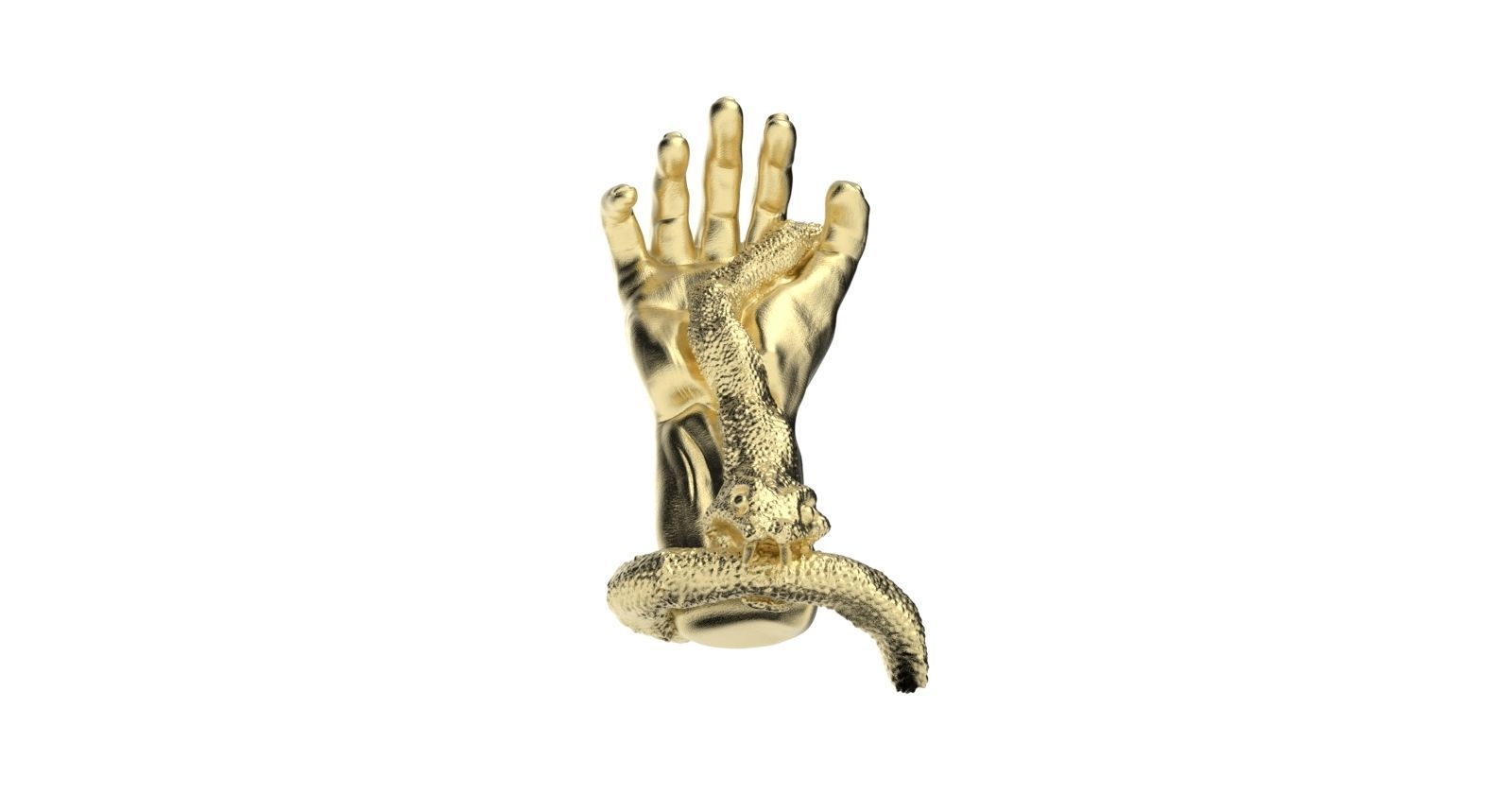 hand and snake bite 3D print model_6