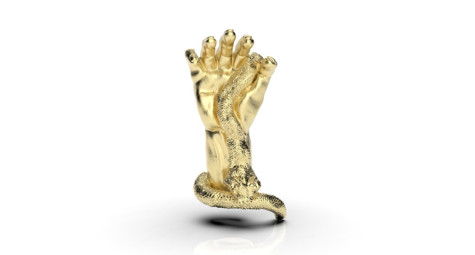 hand and snake bite 3D print model_3
