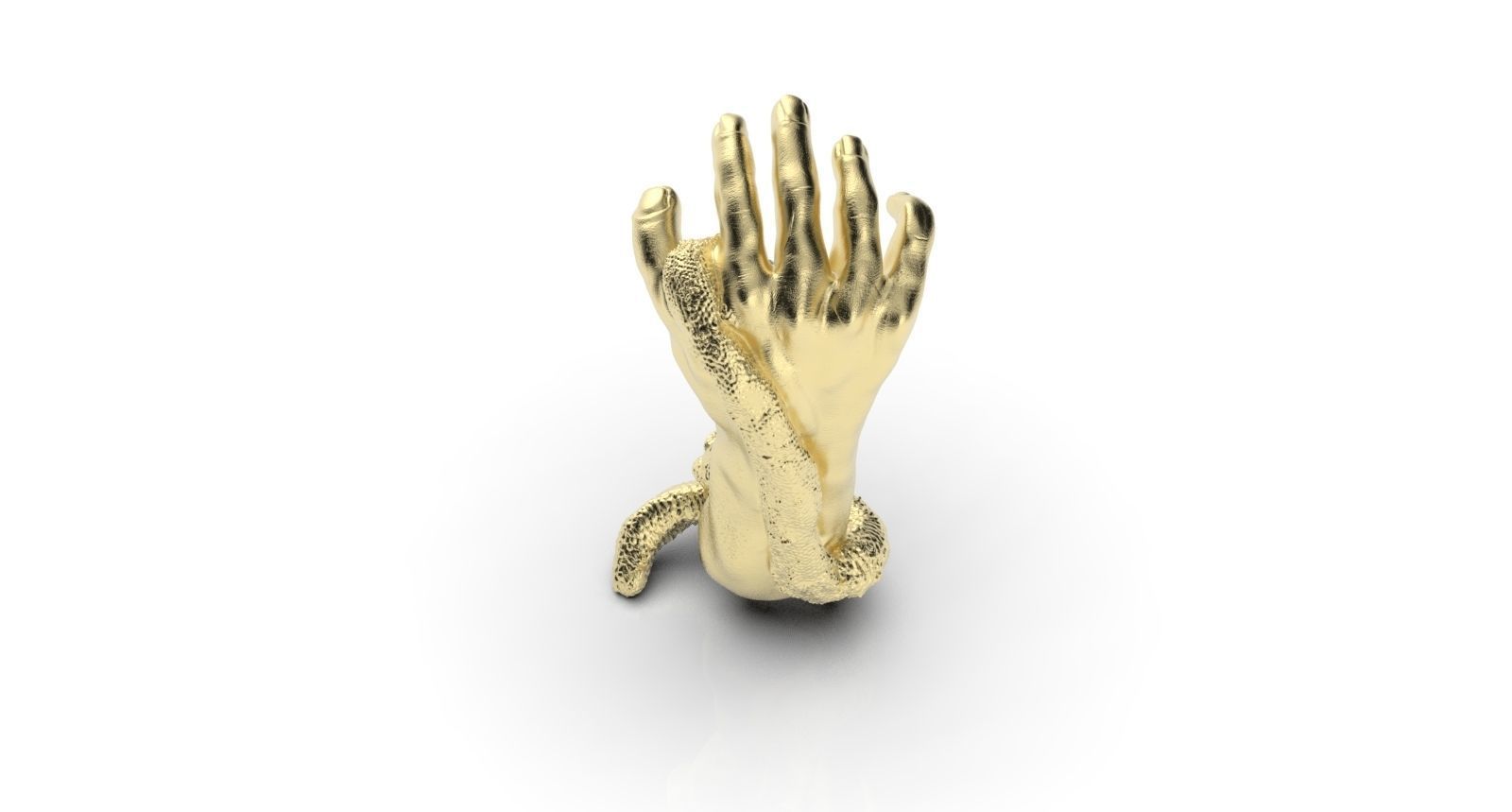 hand and snake bite 3D print model_5