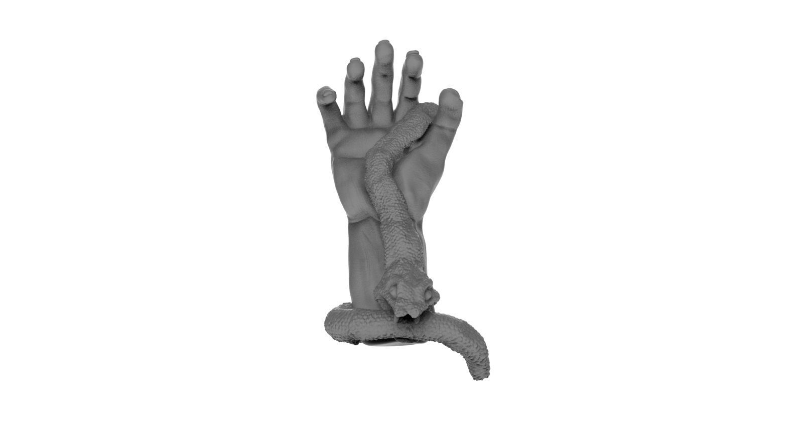 hand and snake bite 3D print model_7