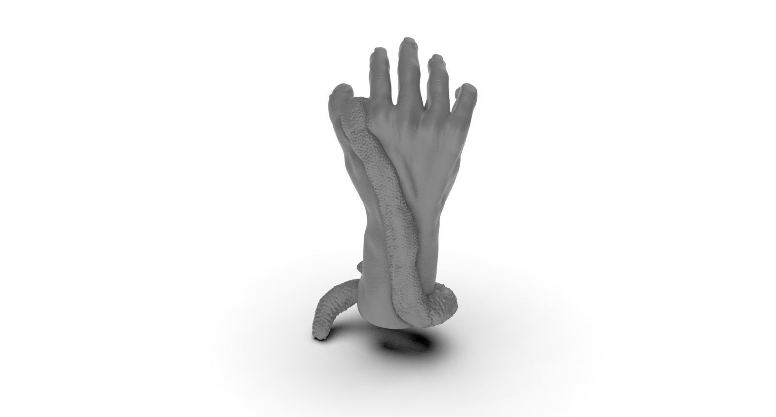 hand and snake bite 3D print model_1