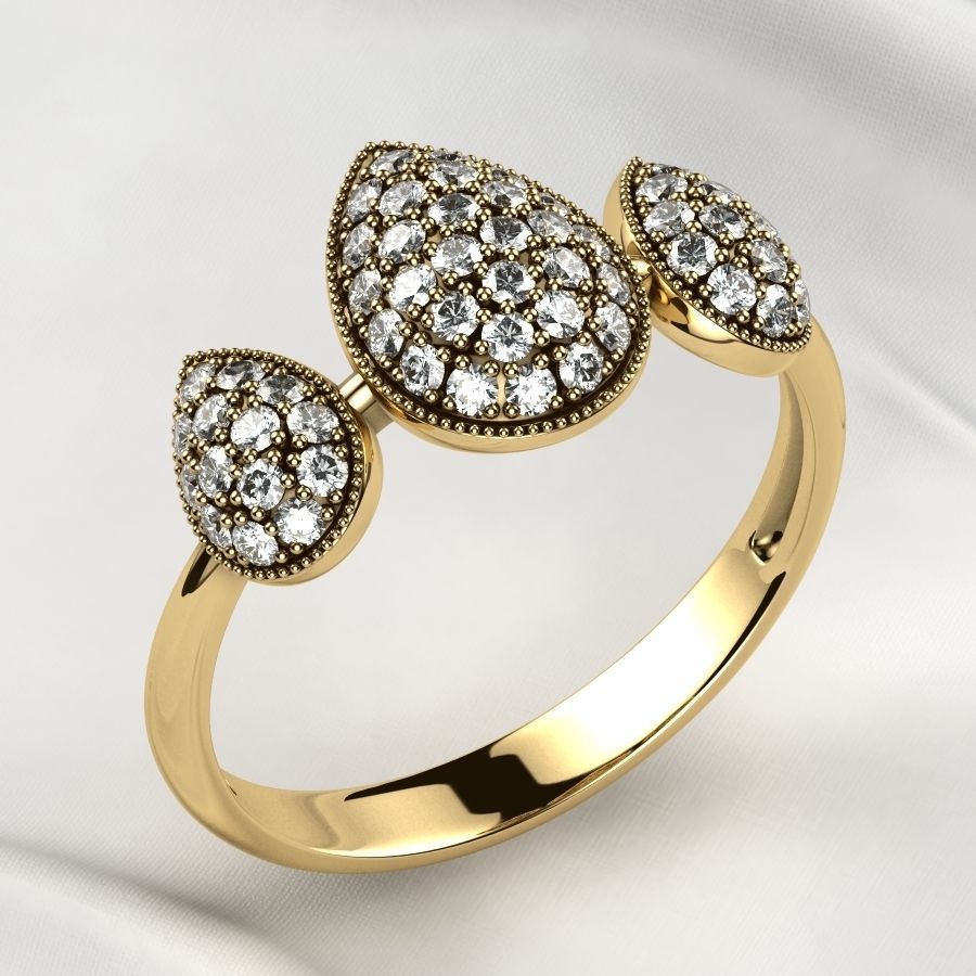 Pear Shapes Gold Ring 3D print model_1