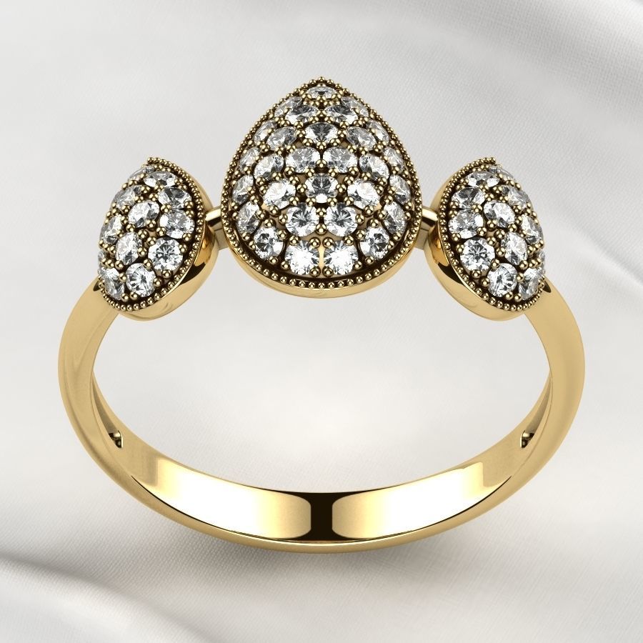 Pear Shapes Gold Ring 3D print model_10