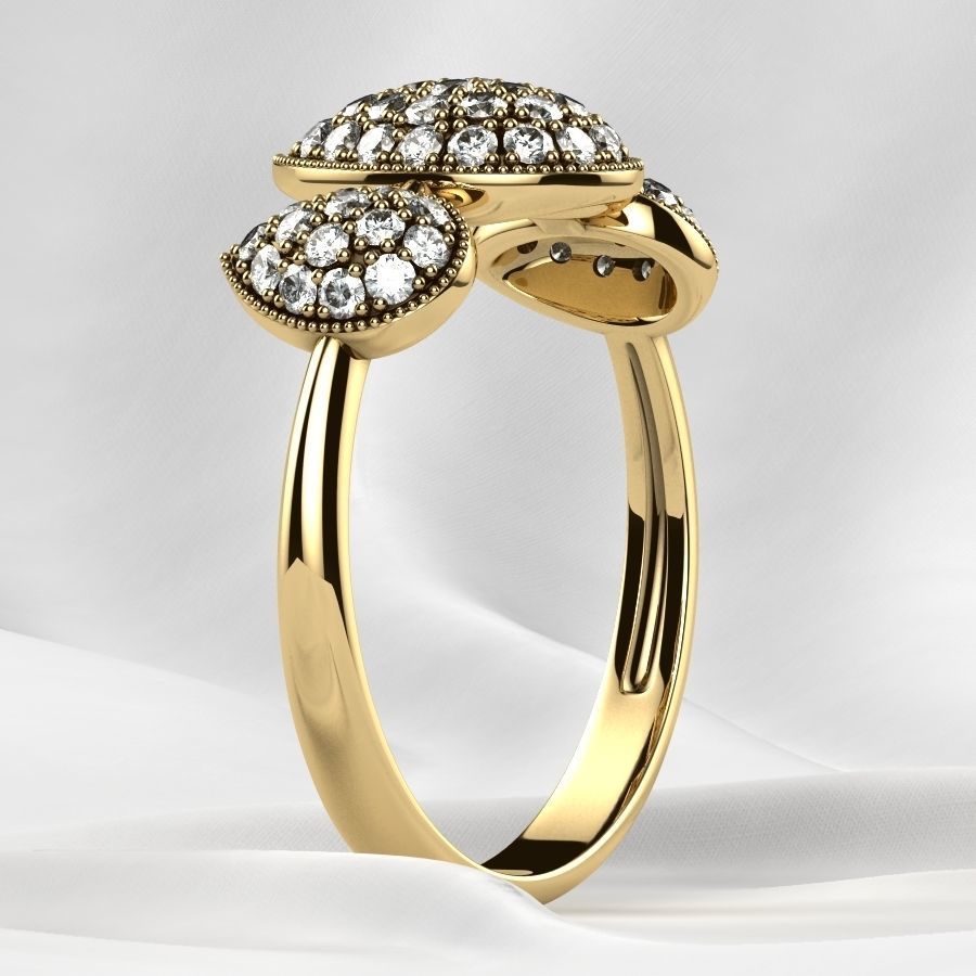 Pear Shapes Gold Ring 3D print model_16