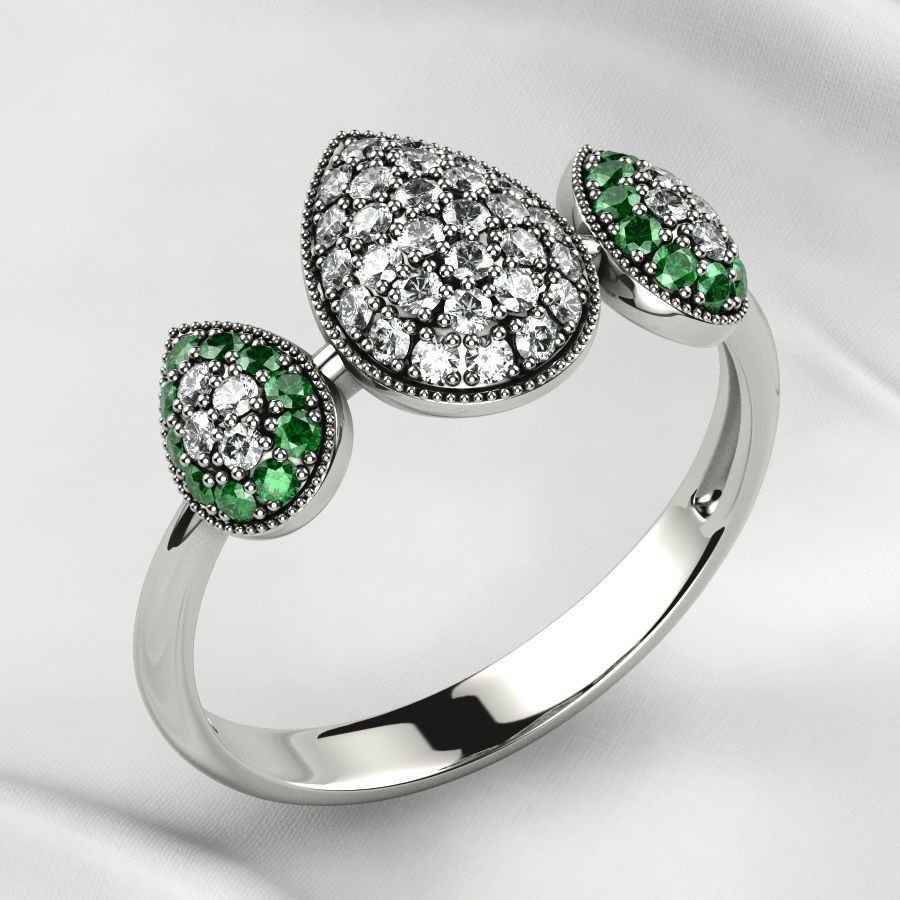 Pear Shapes Gold Ring 3D print model_9