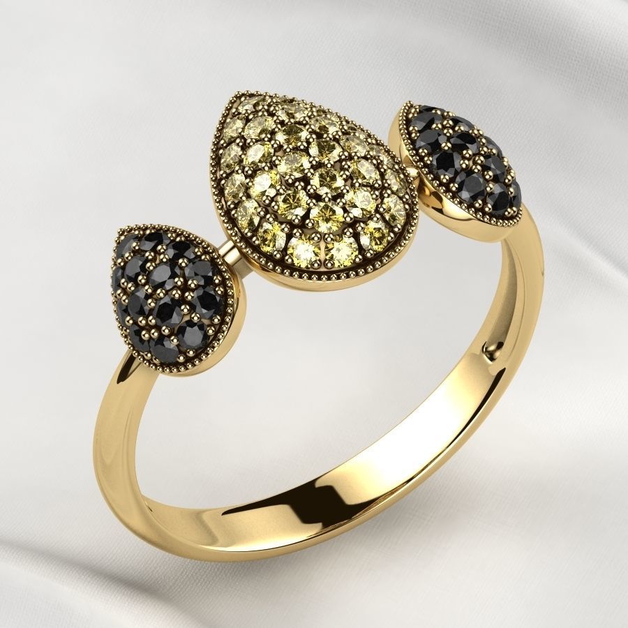 Pear Shapes Gold Ring 3D print model_2