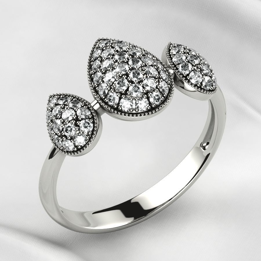 Pear Shapes Gold Ring 3D print model_7