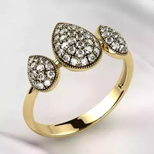 Pear Shapes Gold Ring