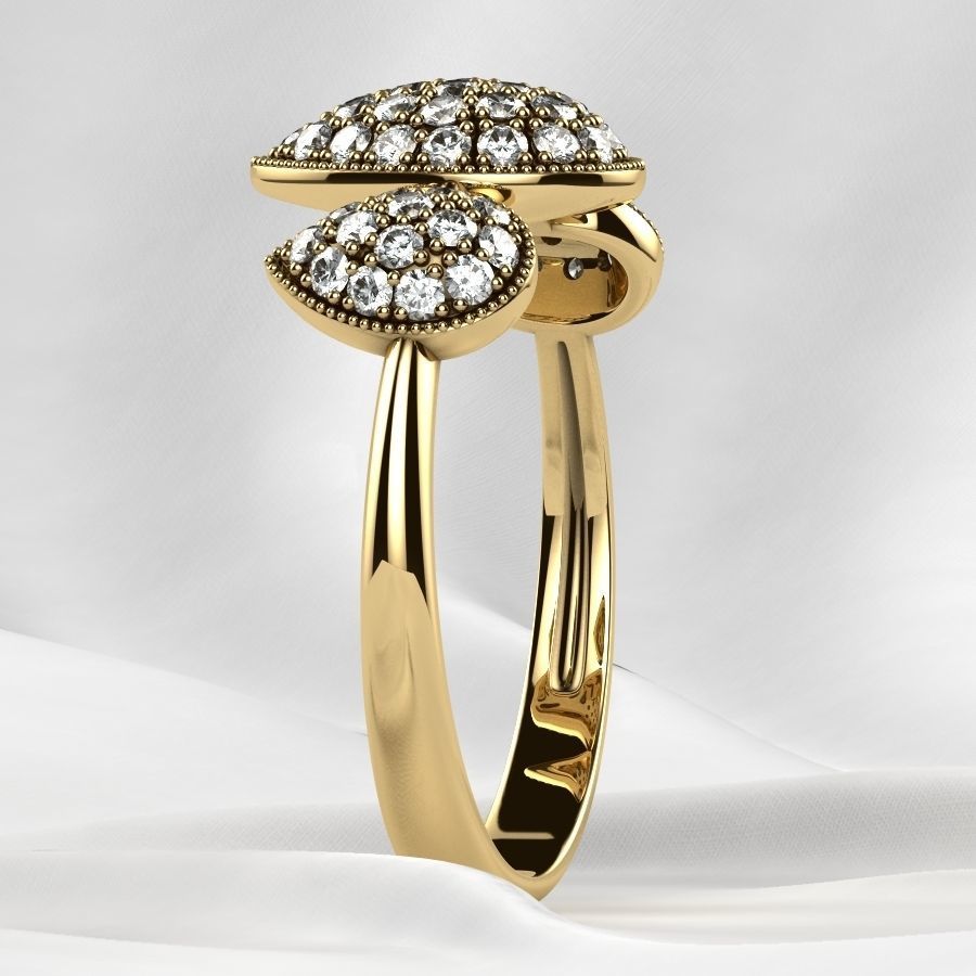 Pear Shapes Gold Ring 3D print model_17