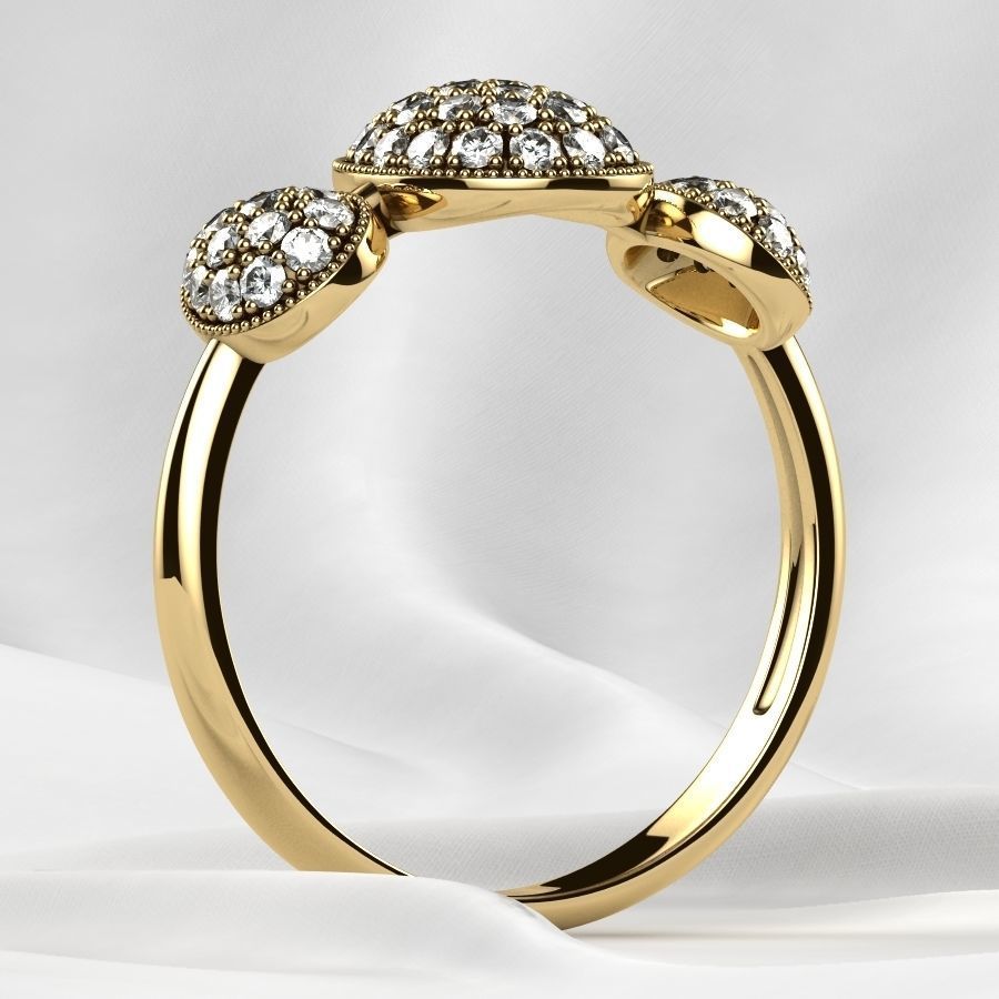 Pear Shapes Gold Ring 3D print model_14