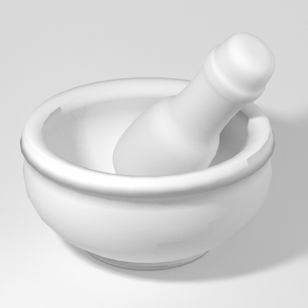 Mortar and pestle Low-poly 3D model_1