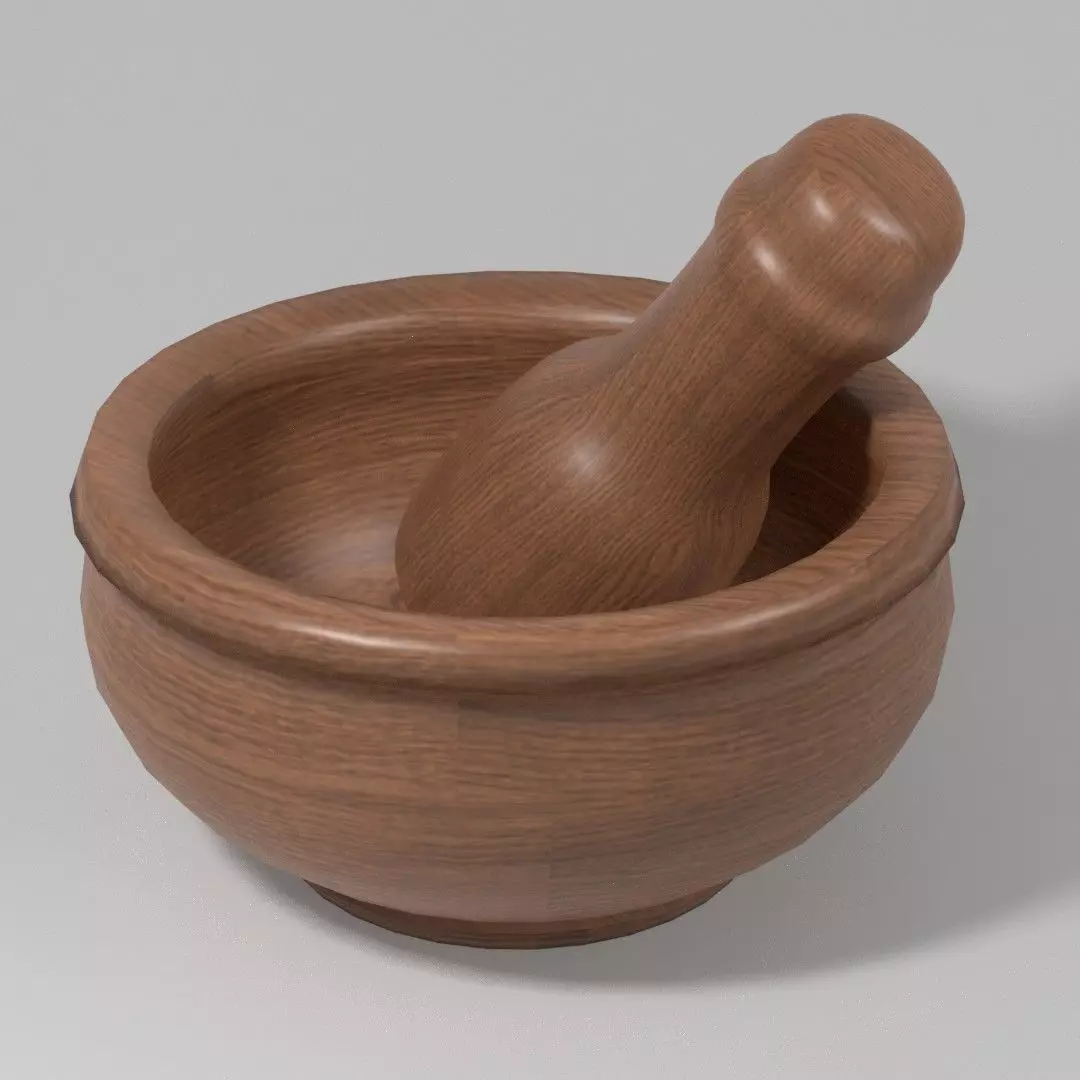 Mortar and pestle Low-poly 3D model_0