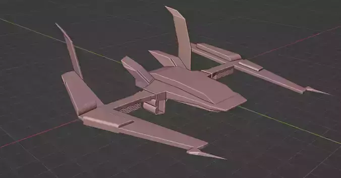 lowpoly spaceship flying in sky