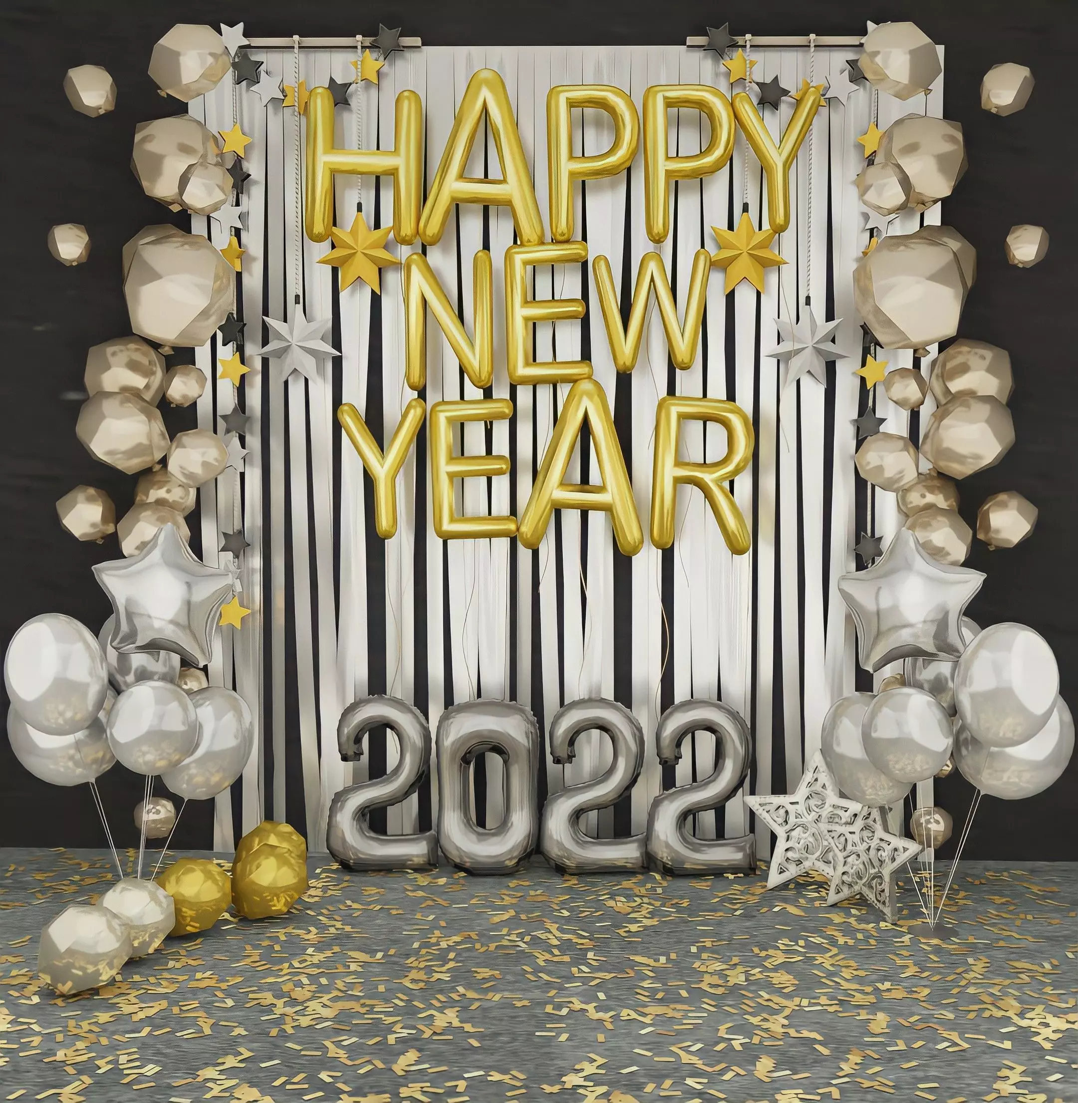 Happy New Year Photo Backdrop Blender Scenes Free 3D model