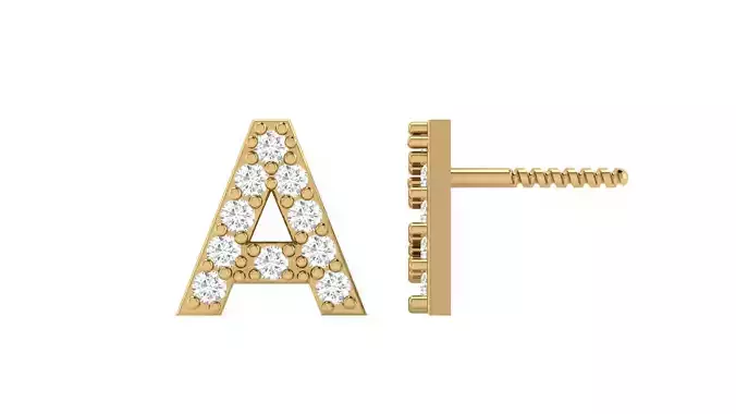A Letter Alphabets Studs Earrings 3D print model