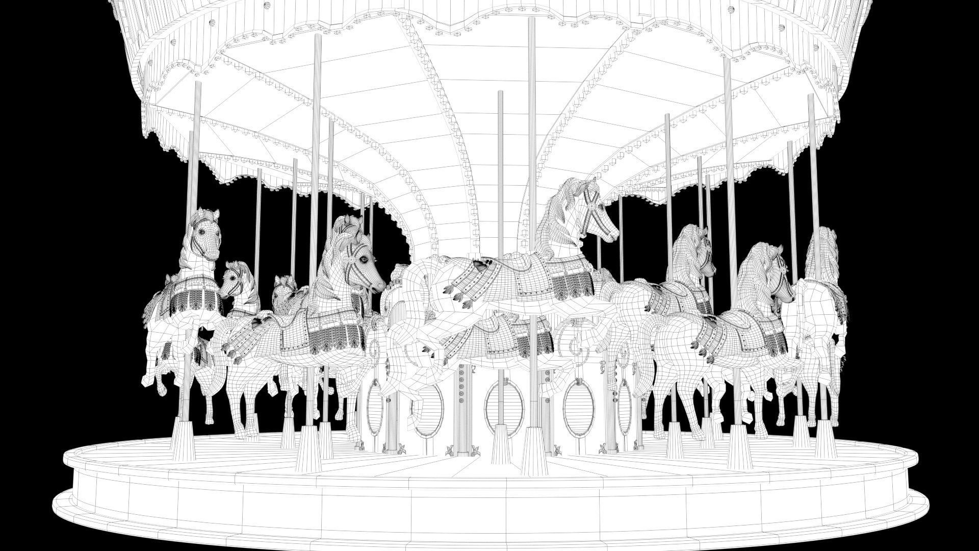 Carousel amusement park carousel amusement equipment 3D model_7