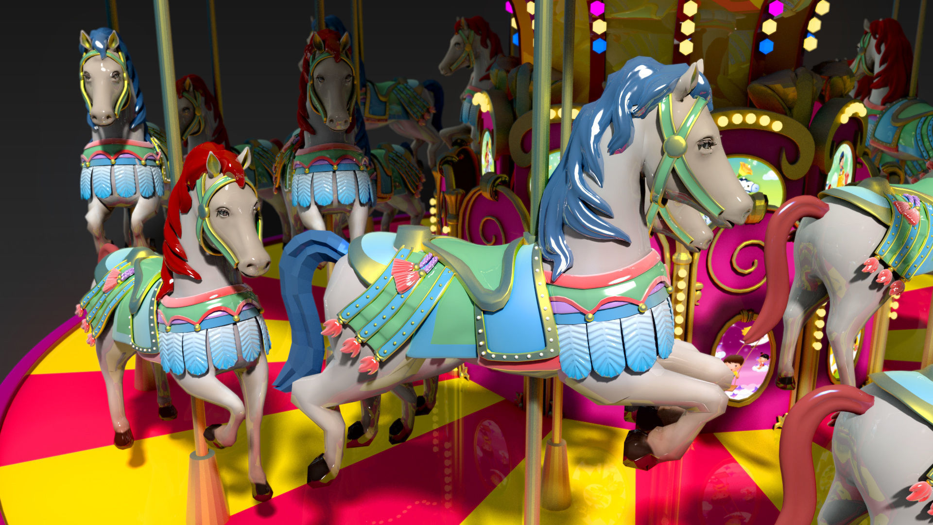 Carousel amusement park carousel amusement equipment 3D model_5