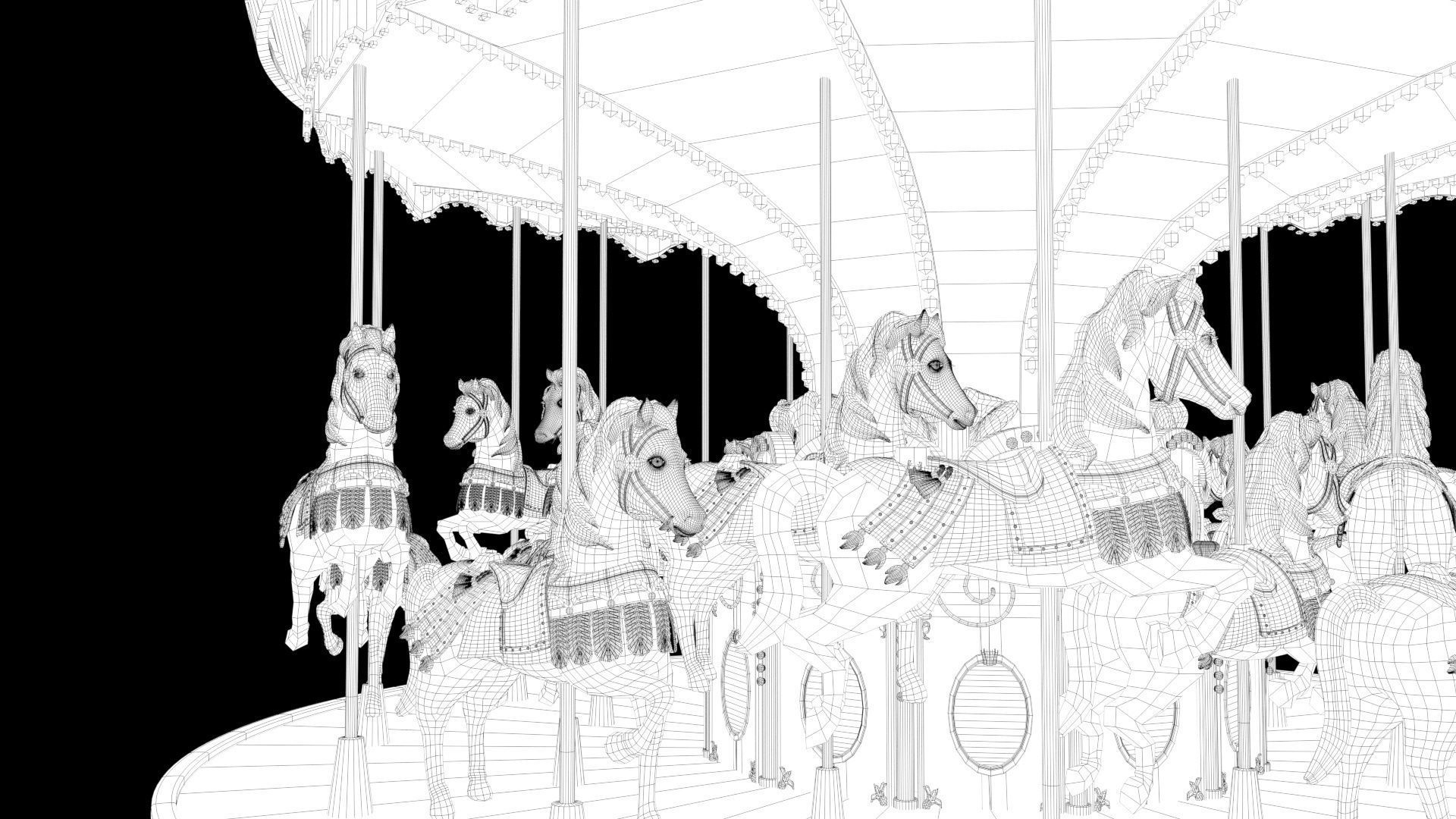 Carousel amusement park carousel amusement equipment 3D model_8