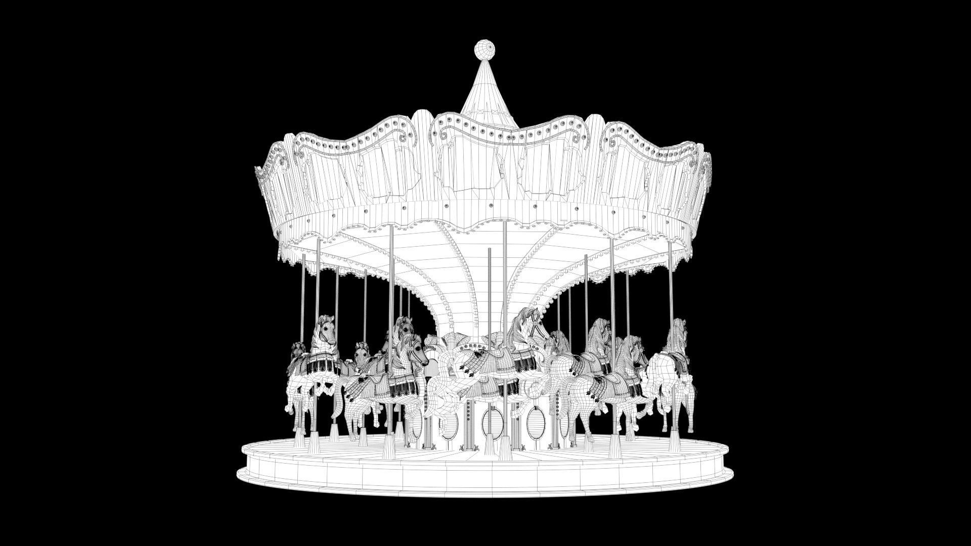 Carousel amusement park carousel amusement equipment 3D model_6