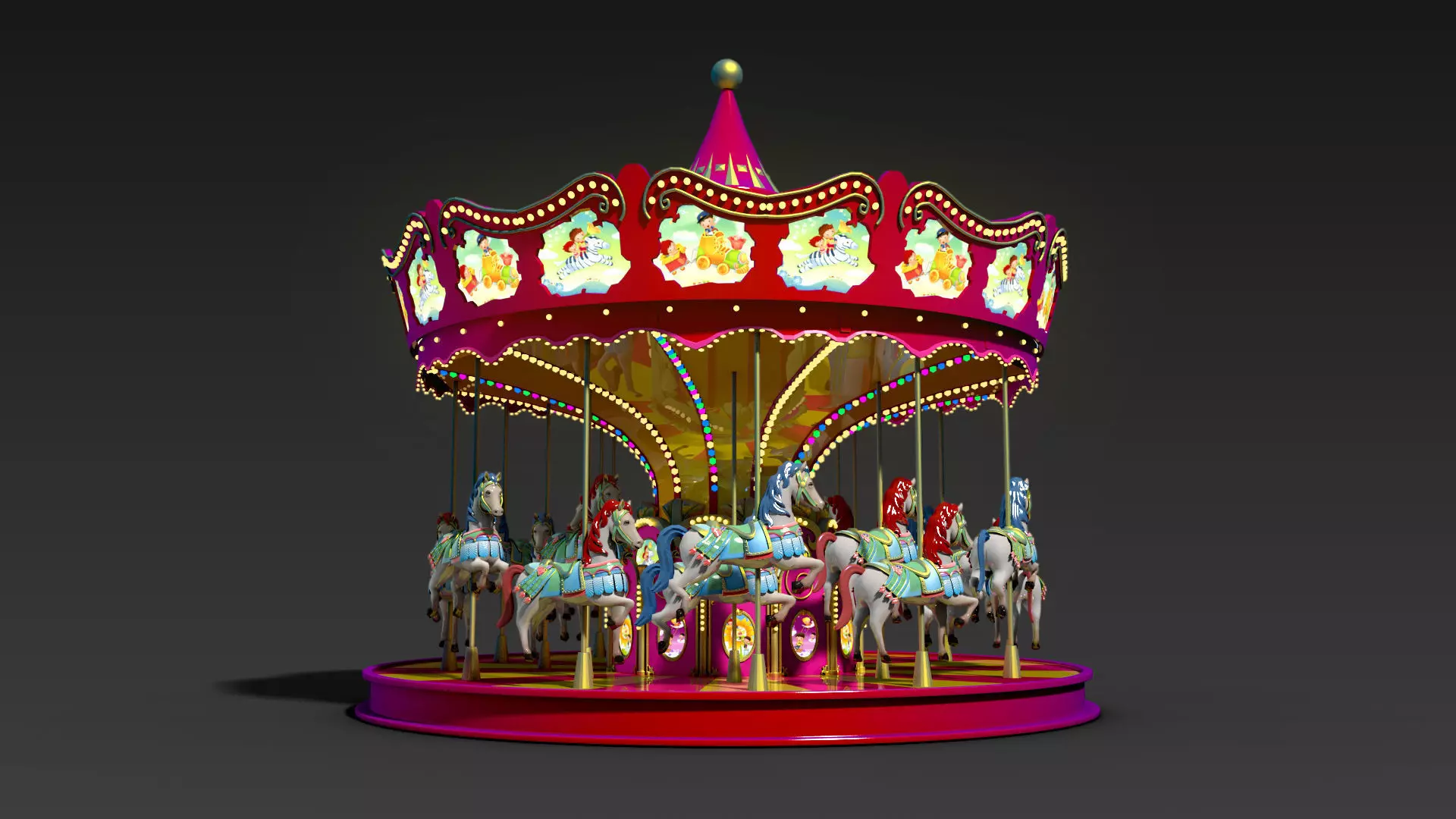 Carousel amusement park carousel amusement equipment 3D model_0