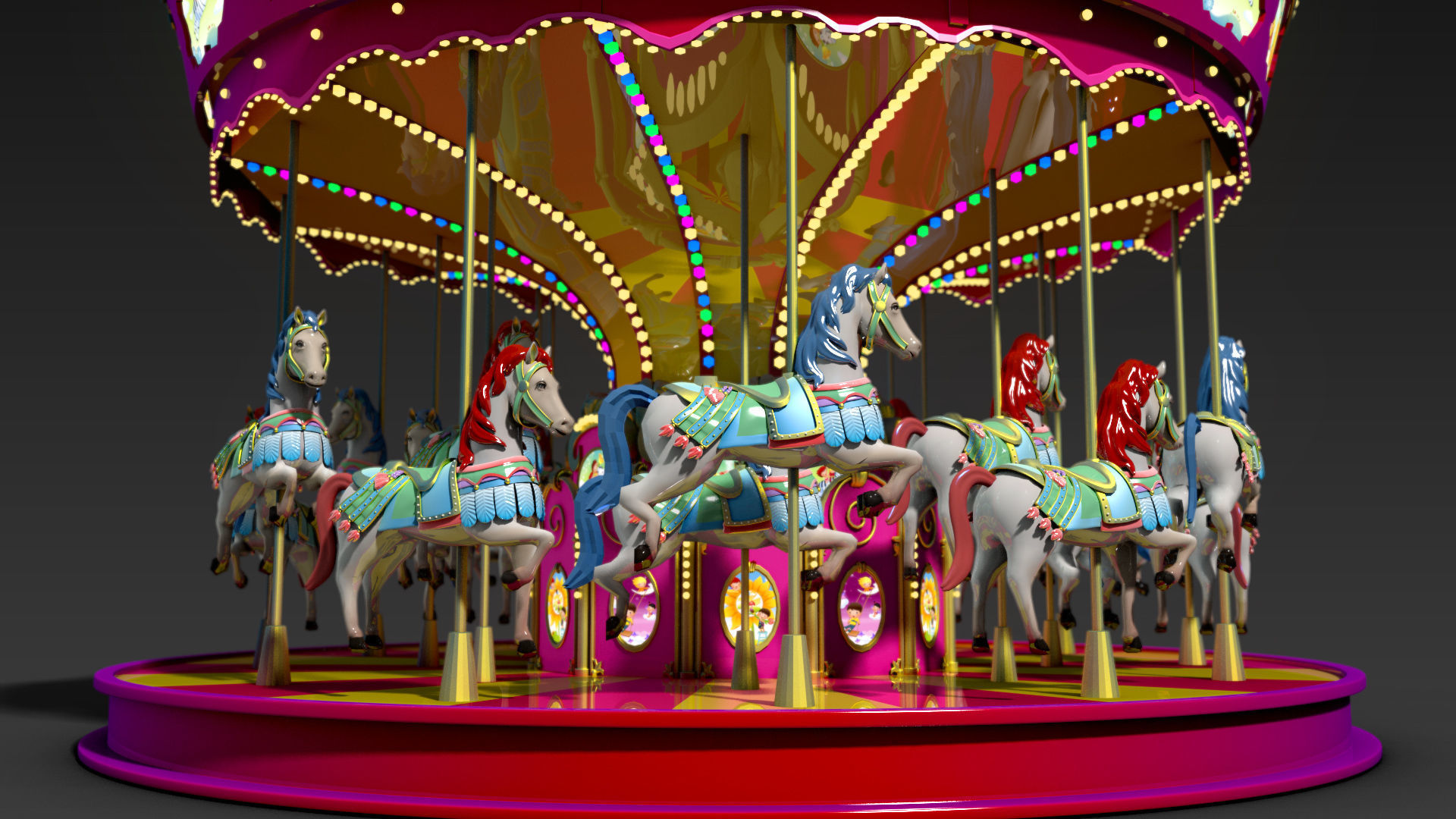 Carousel amusement park carousel amusement equipment 3D model_1