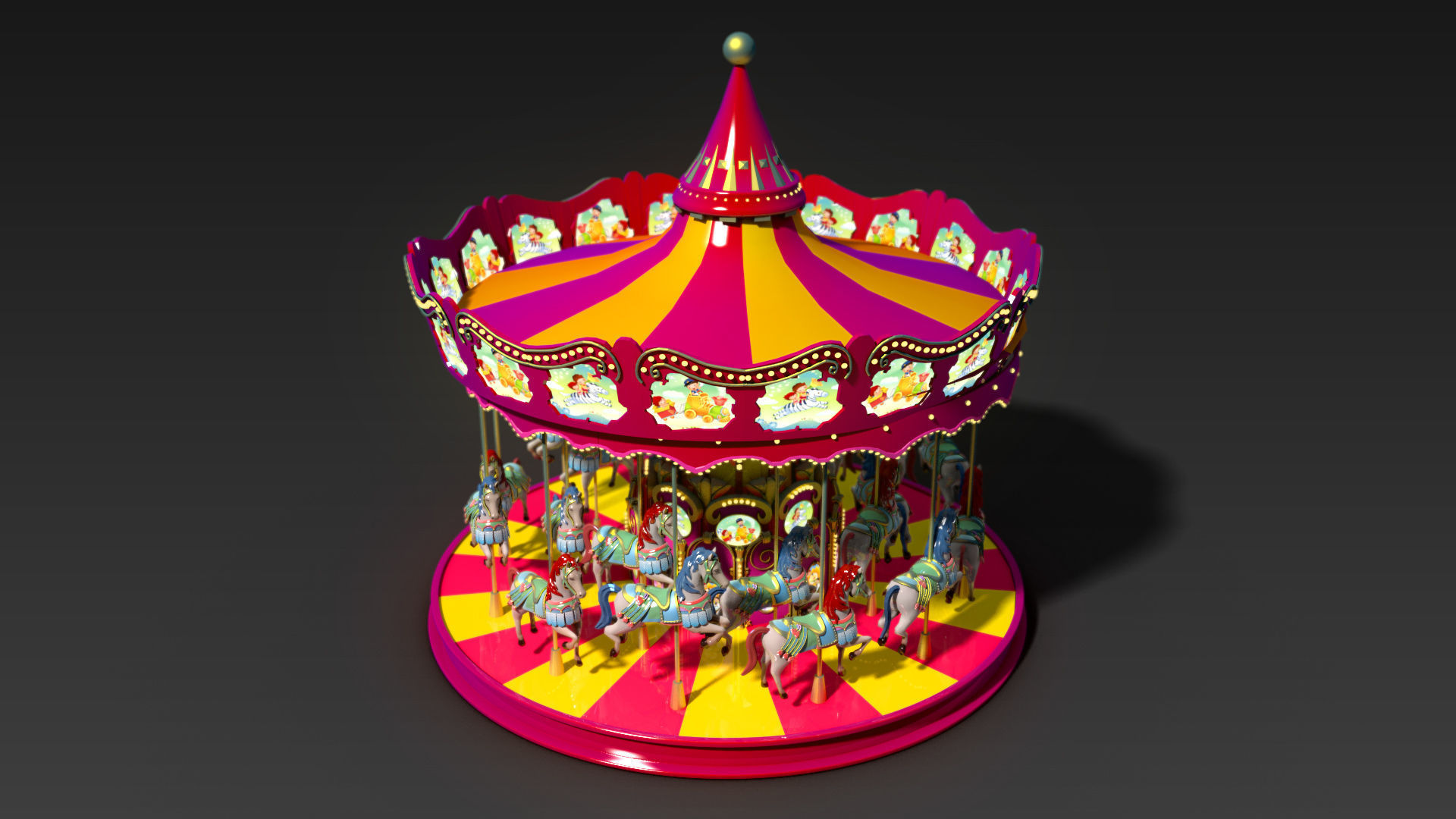Carousel amusement park carousel amusement equipment 3D model_3