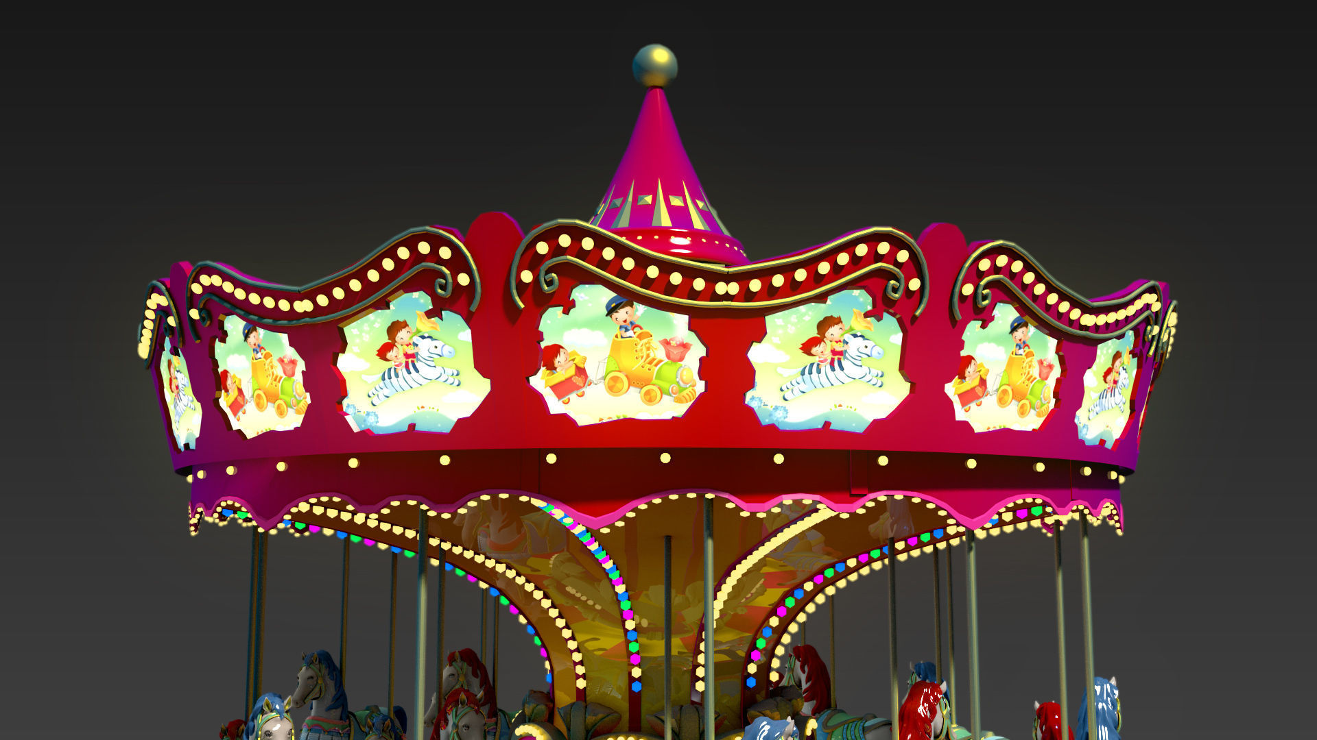Carousel amusement park carousel amusement equipment 3D model_2
