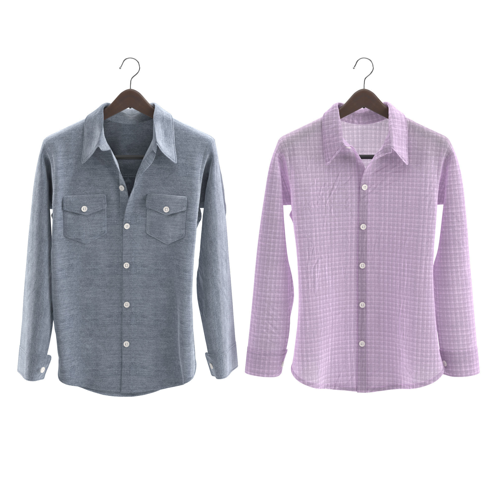 Clothes set two blazers hanging on hanger 3D model_2