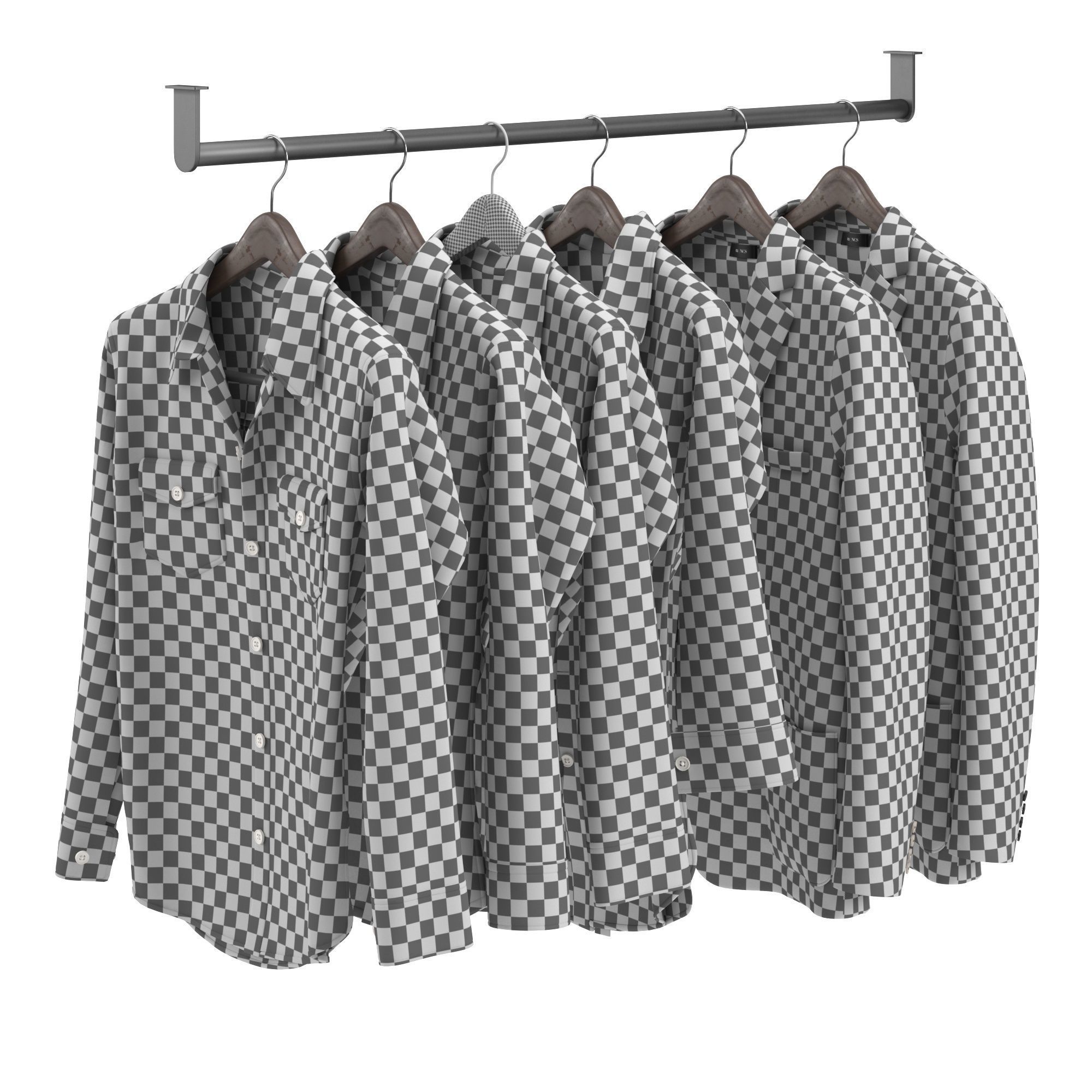Clothes set two blazers hanging on hanger 3D model_5