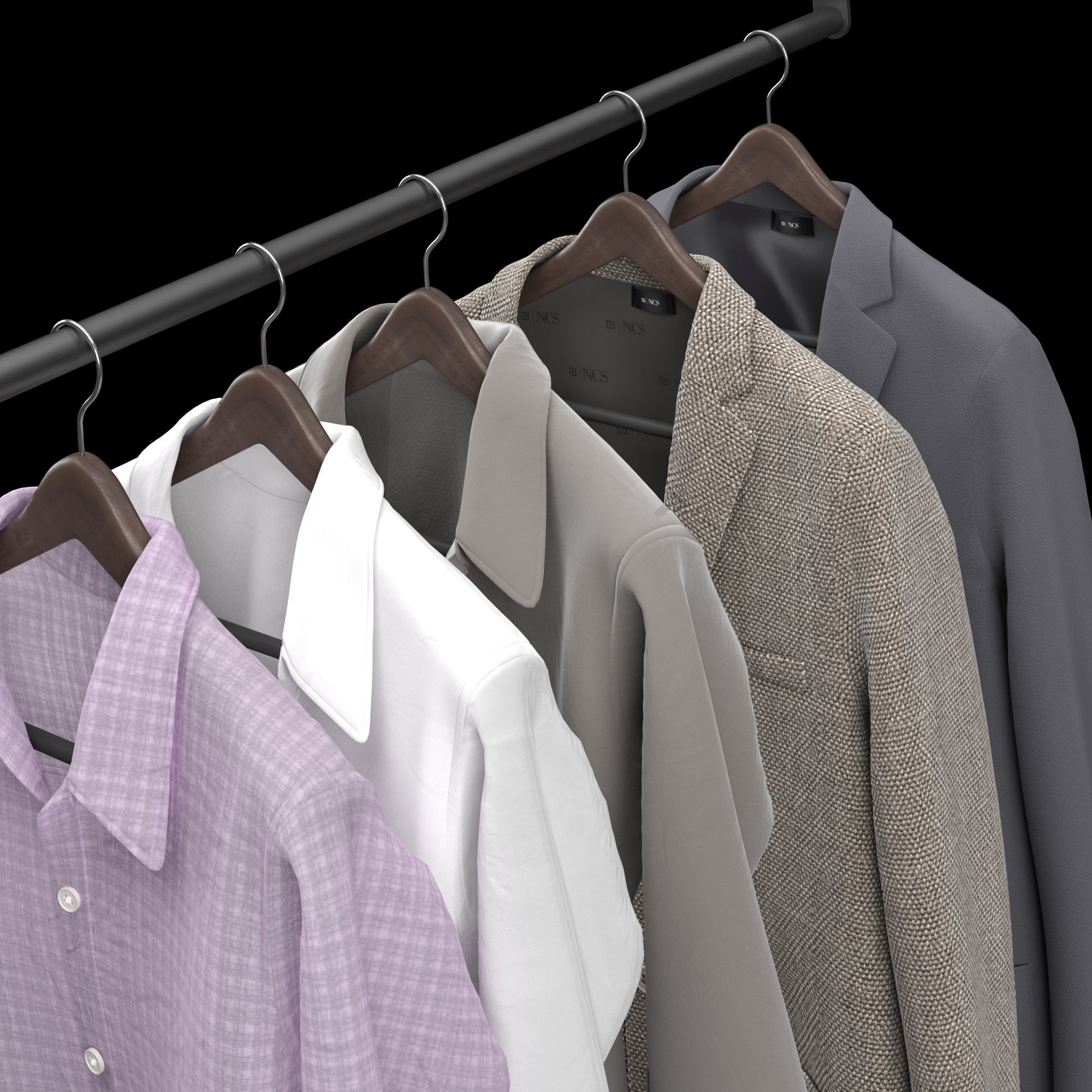 Clothes set two blazers hanging on hanger 3D model_4