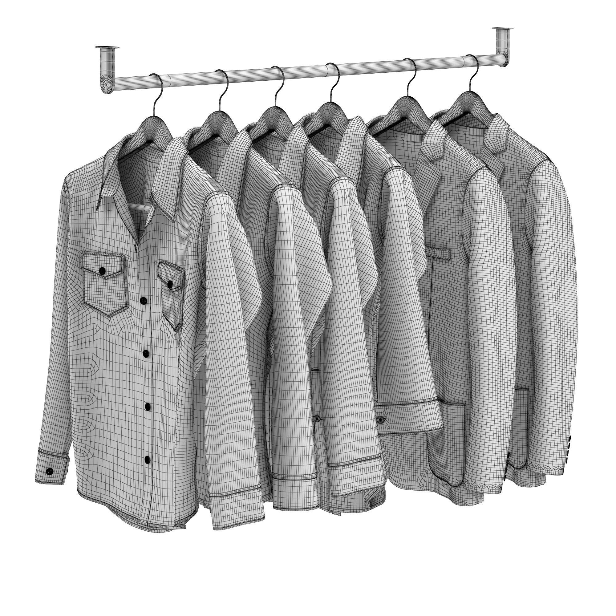 Clothes set two blazers hanging on hanger 3D model_6