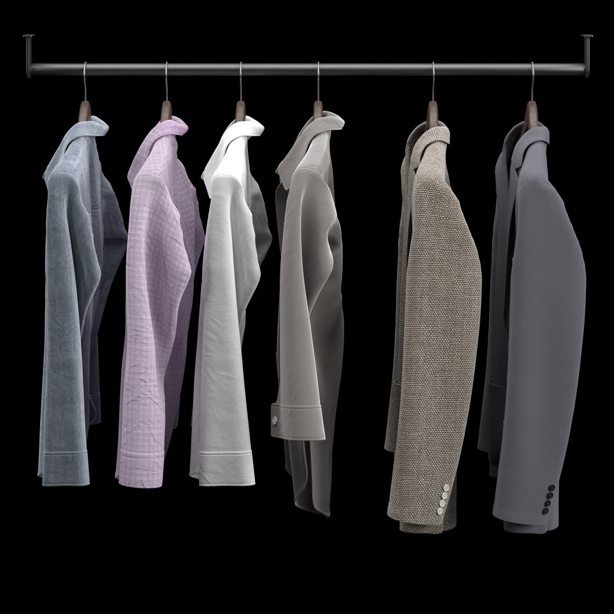 Clothes set two blazers hanging on hanger 3D model_1