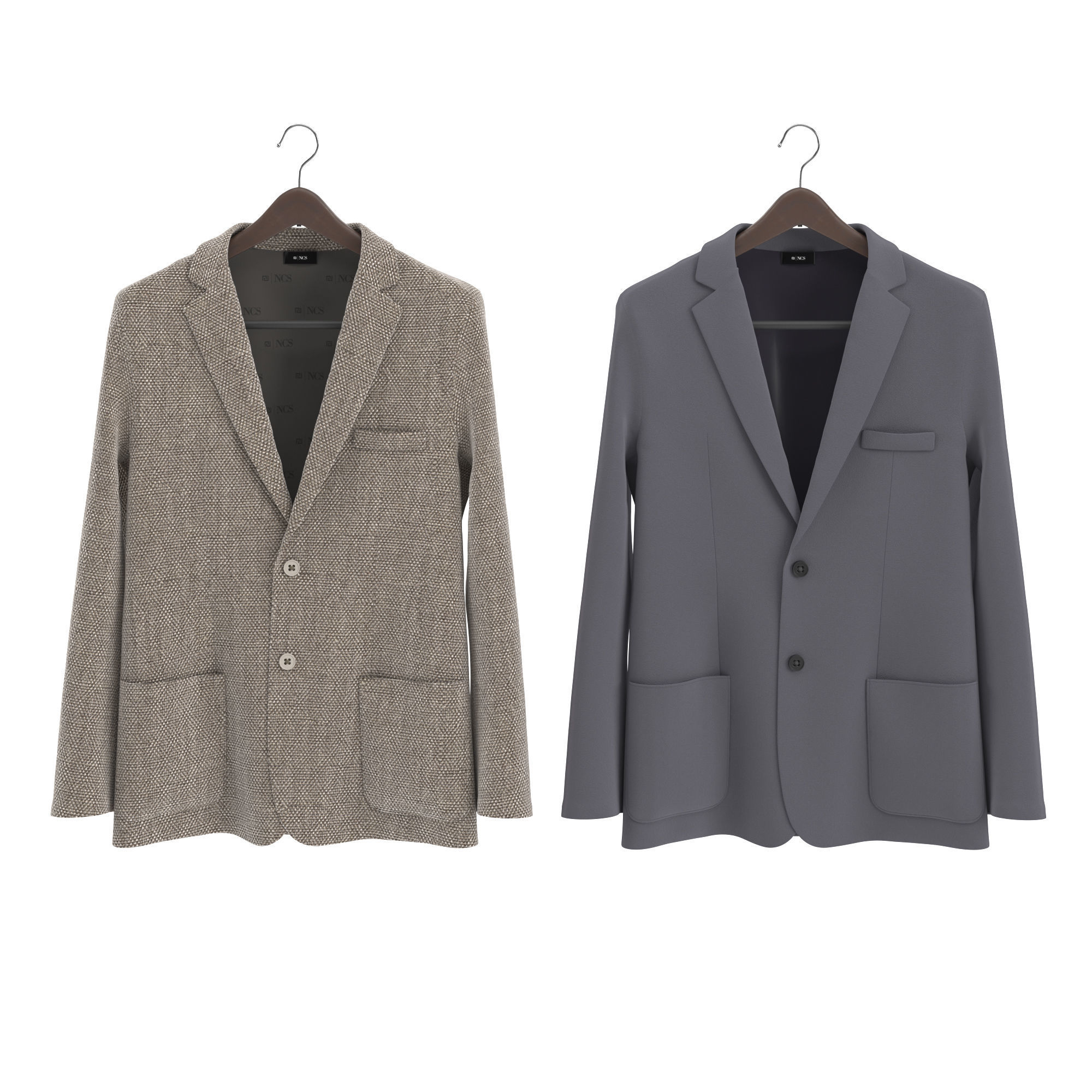 Clothes set two blazers hanging on hanger 3D model_3