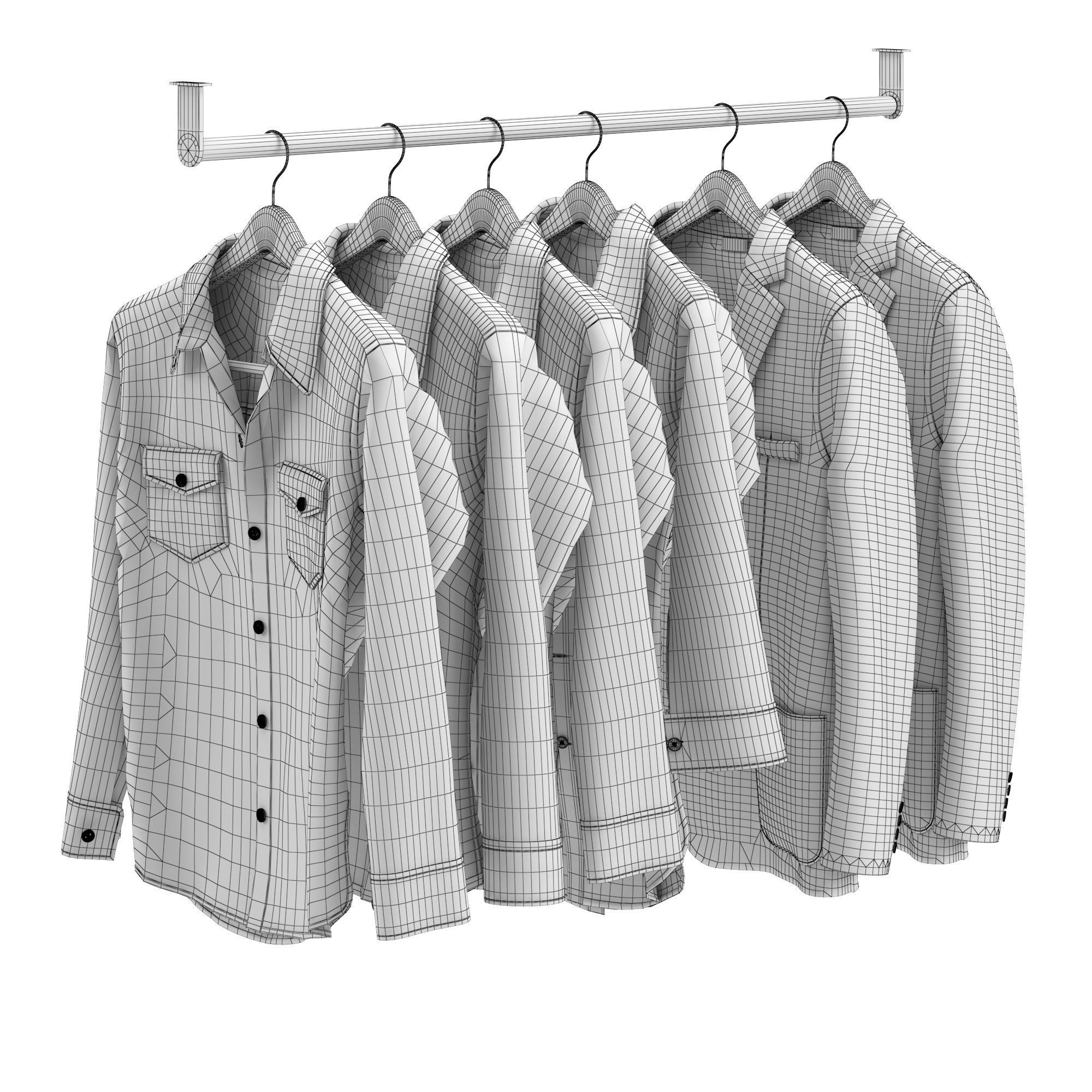Clothes set two blazers hanging on hanger 3D model_7