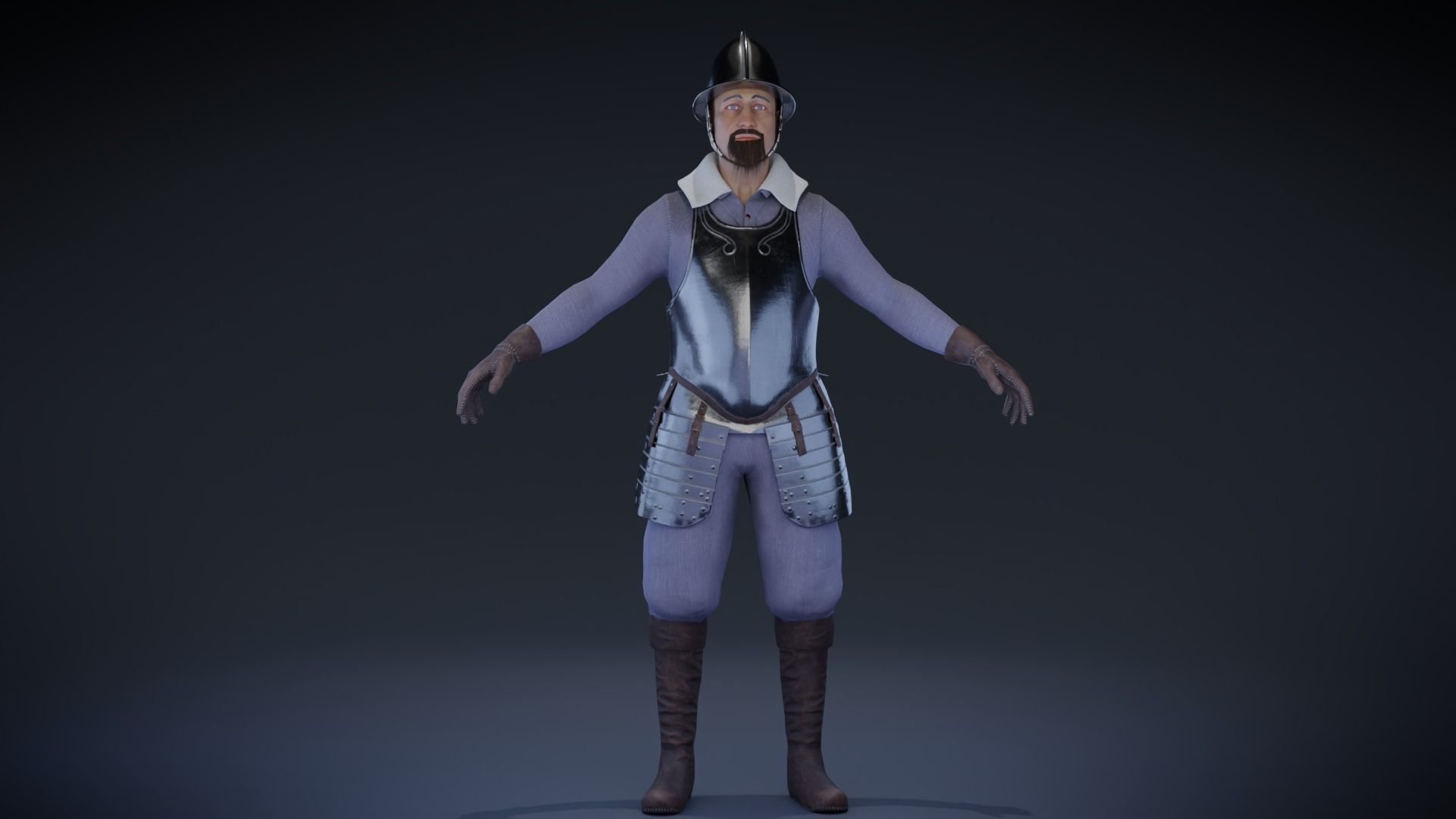 Dutch Warrior Low-poly 3D model_2