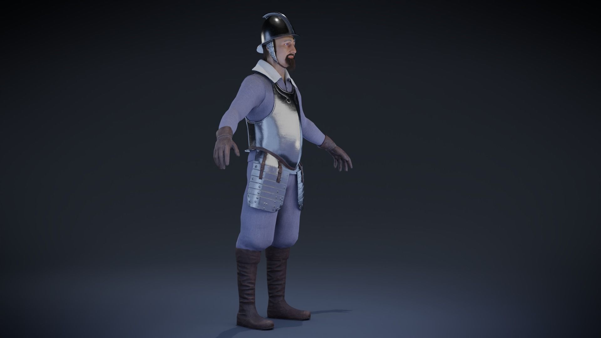 Dutch Warrior Low-poly 3D model_3