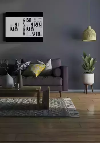 showroom living room with walls and couch