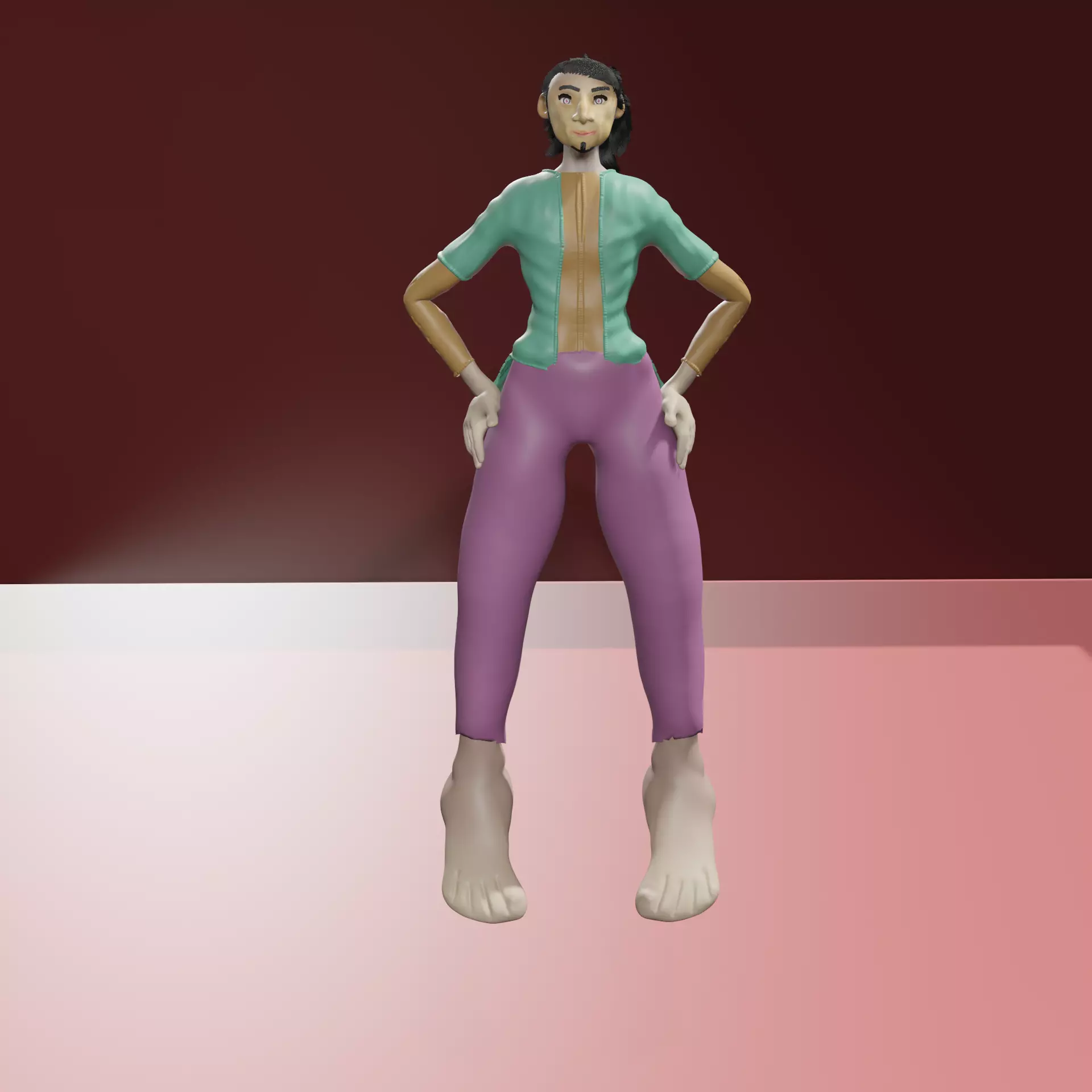 3D male woman pants Low-poly 3D model