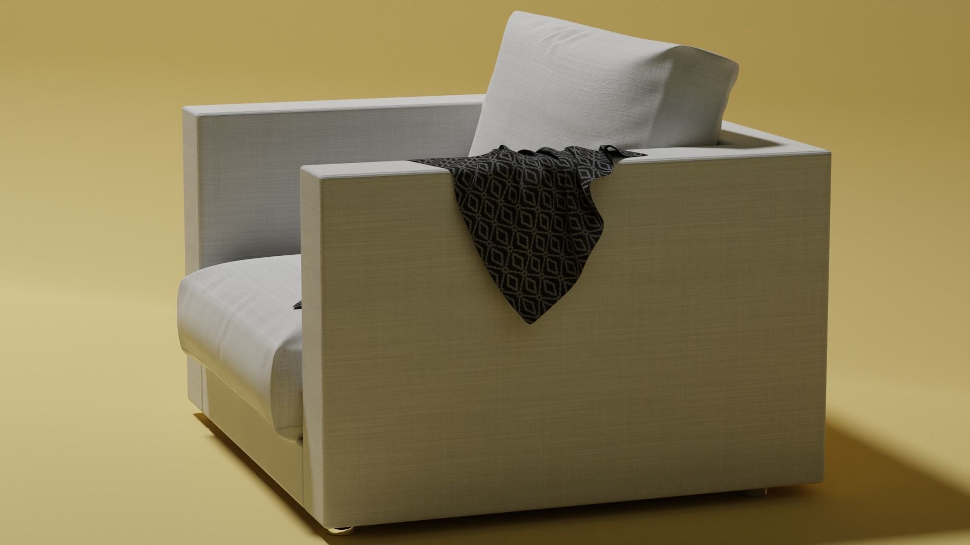 Couch chair with pillow 3D model_2