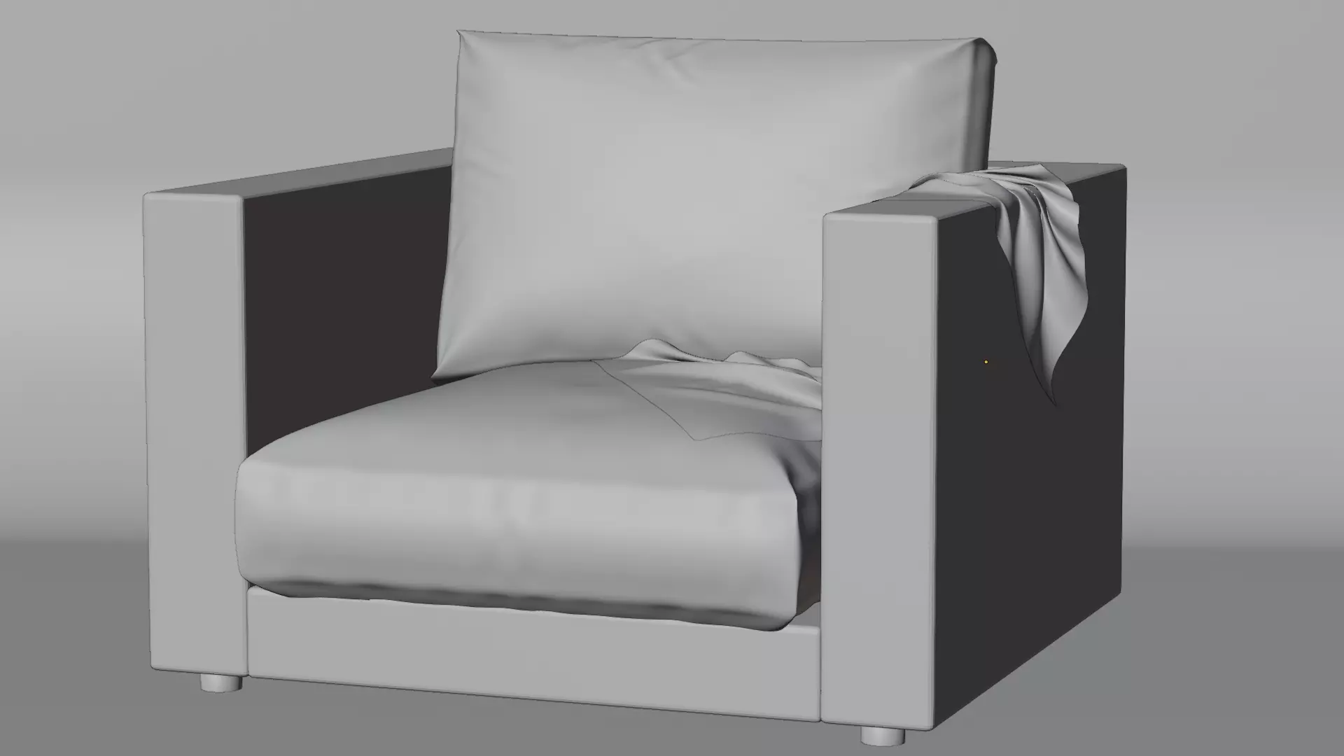 Couch chair with pillow 3D model_0