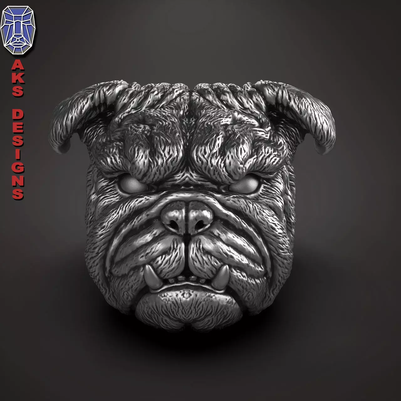 animal Ring jewelry Bulldog version 1 3D print model