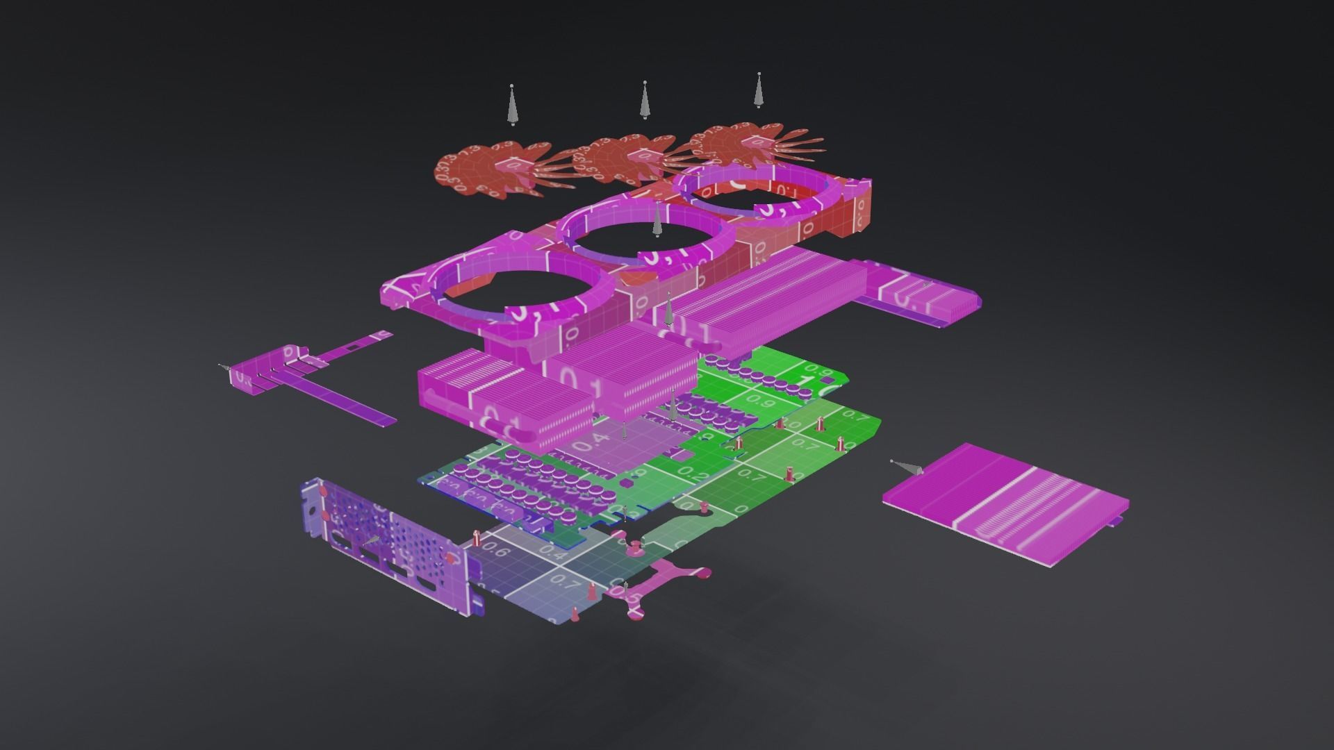 Modern Gaming Video Card Low-poly 3D model_15