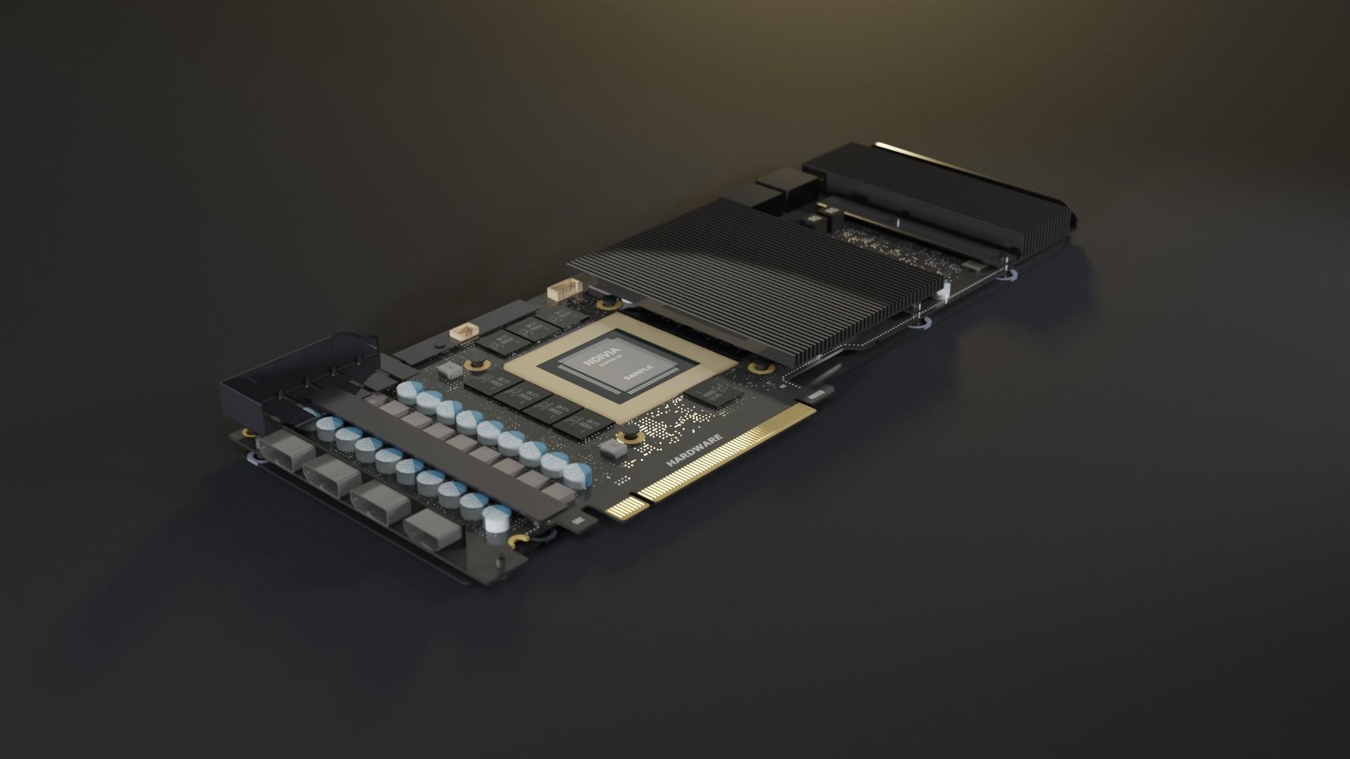 Modern Gaming Video Card Low-poly 3D model_1
