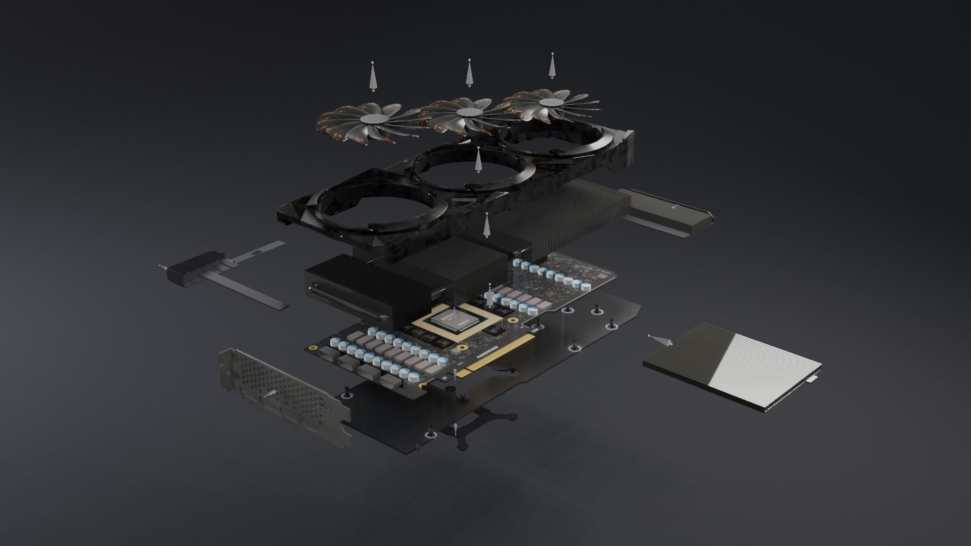 Modern Gaming Video Card Low-poly 3D model_14