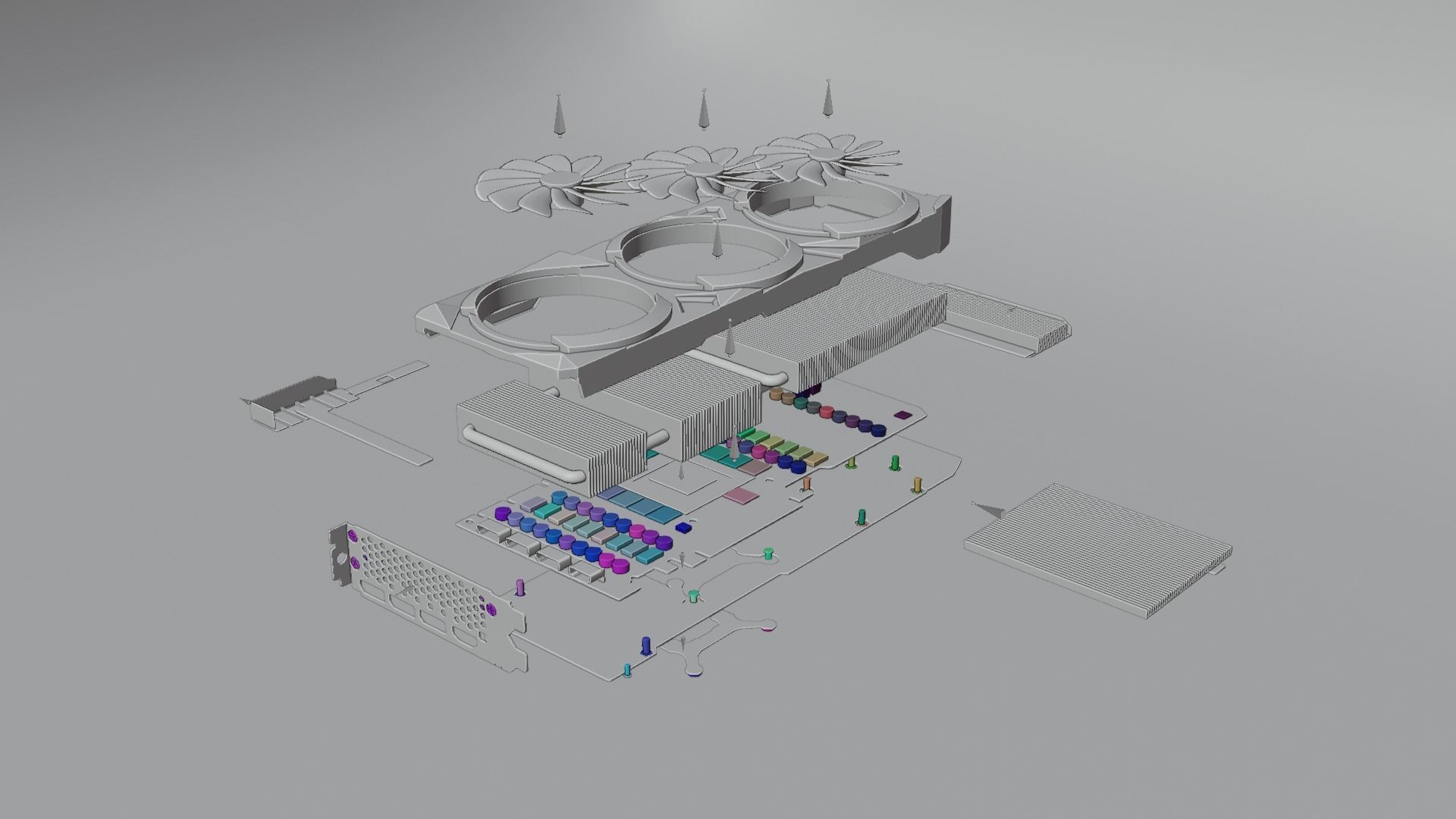 Modern Gaming Video Card Low-poly 3D model_12
