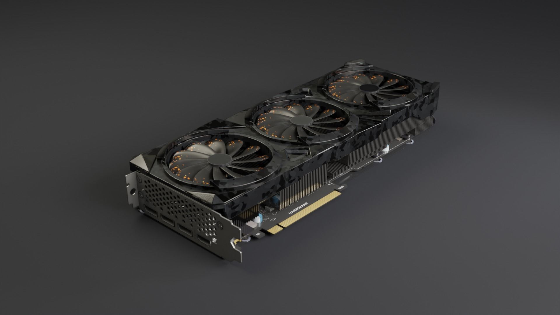 Modern Gaming Video Card Low-poly 3D model_0