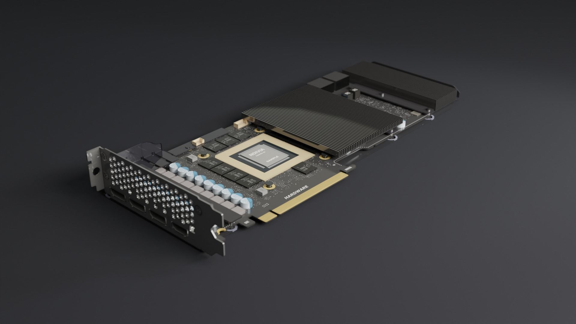 Modern Gaming Video Card Low-poly 3D model_3