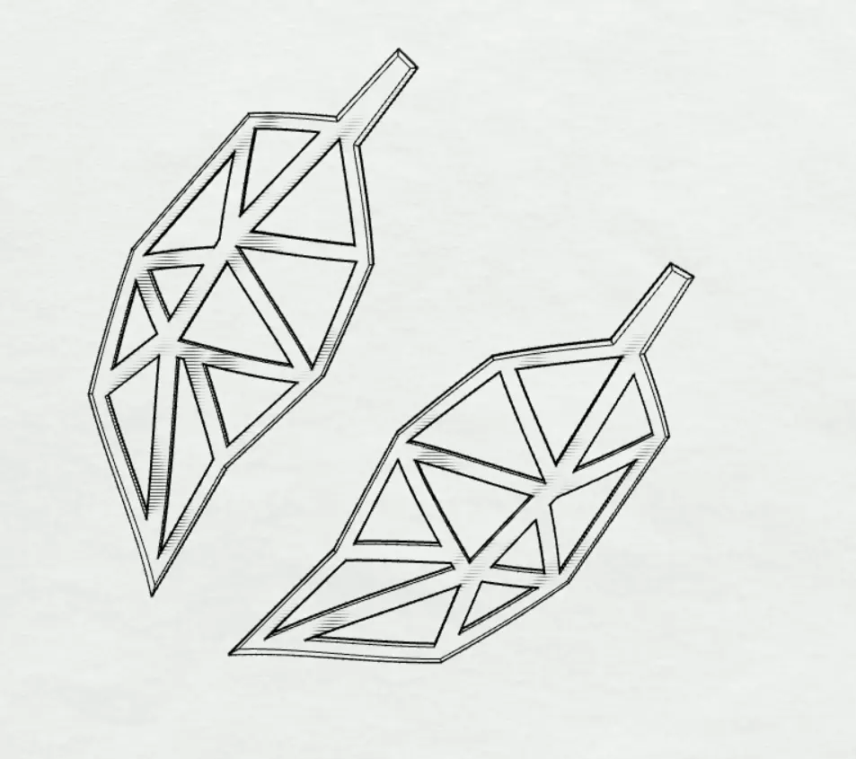 Minimal Leaf Earring  3D model_0