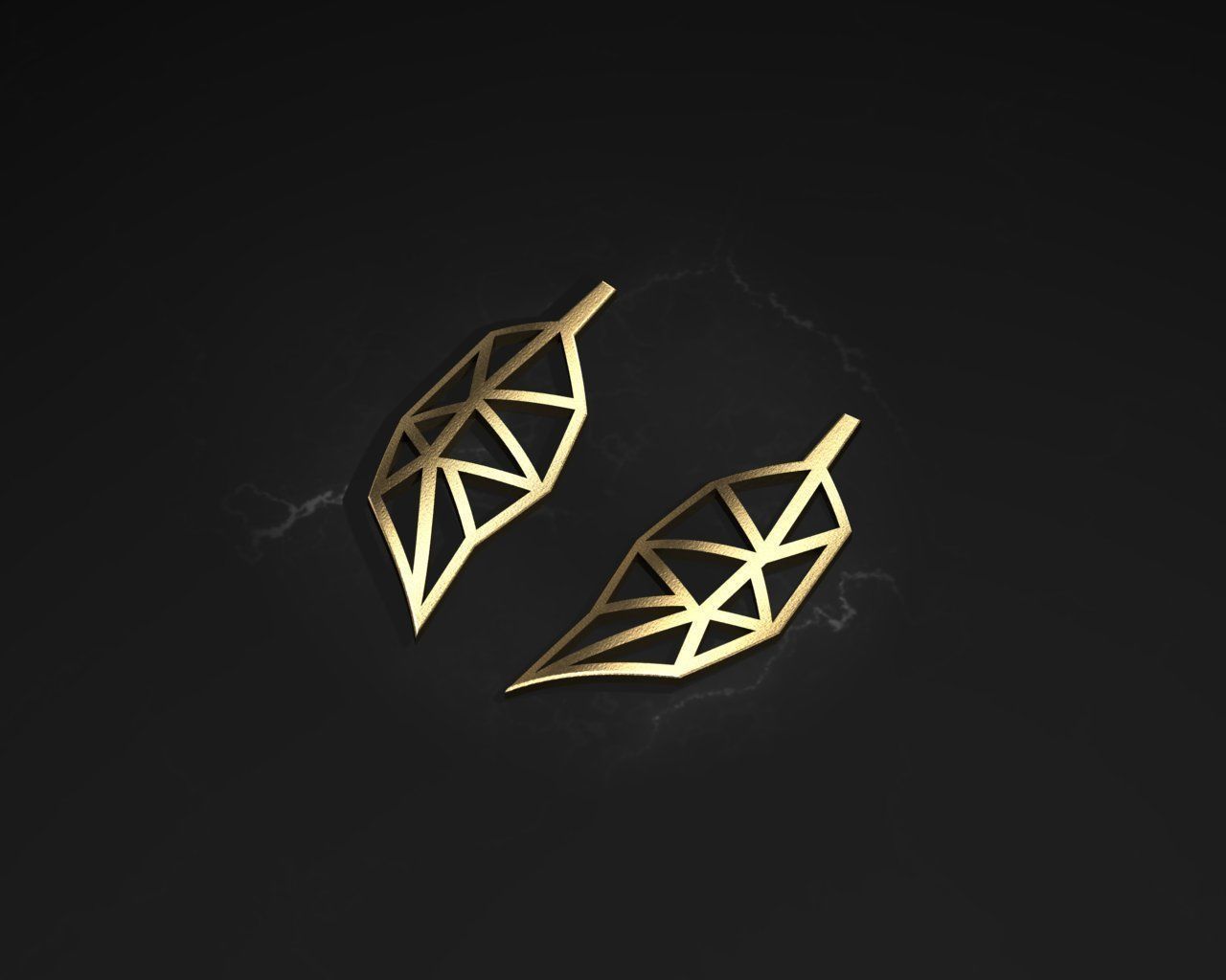 Minimal Leaf Earring  3D model_5